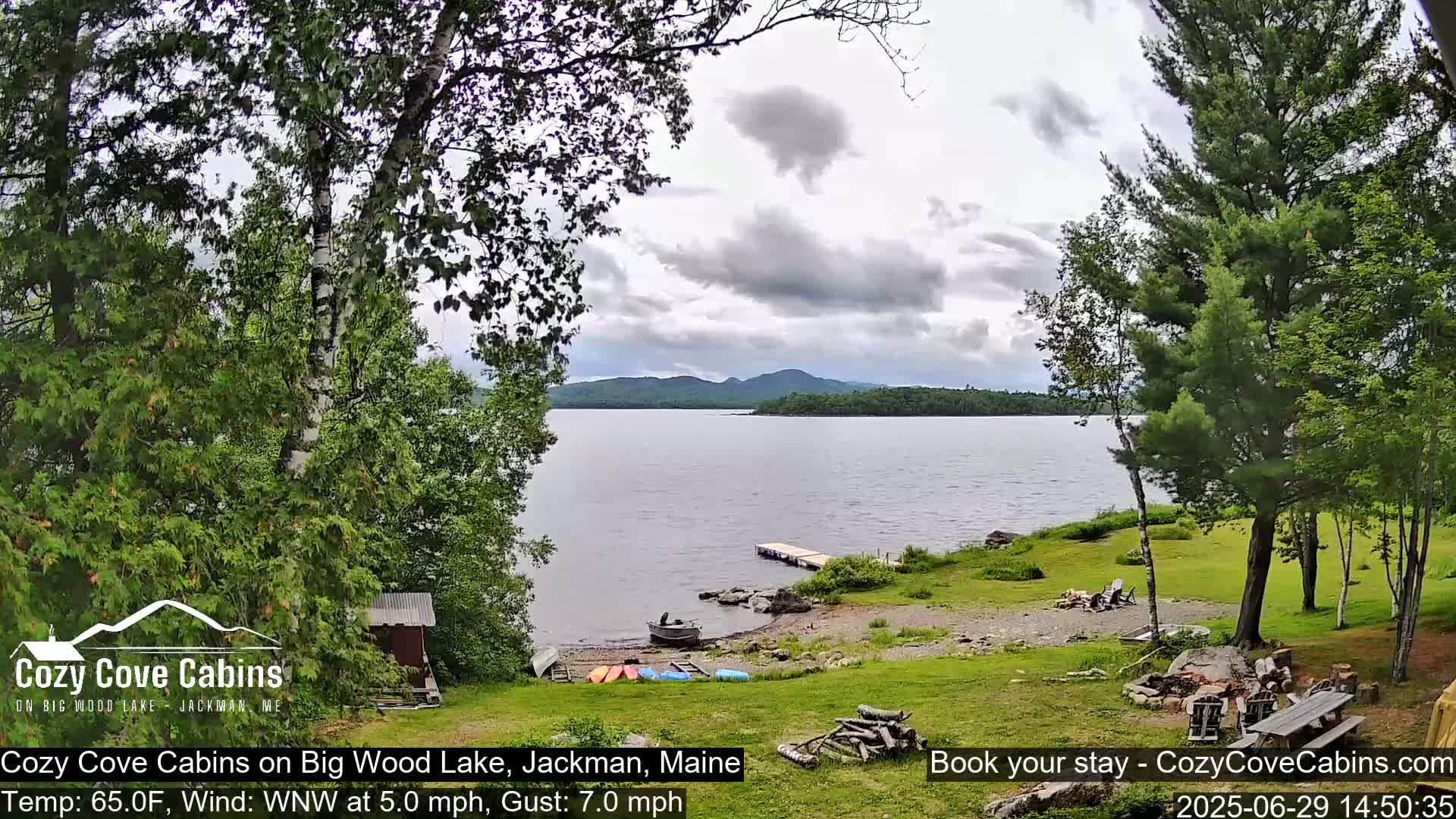 Cozy Cove Cabins, Wood Pond Live Cam - Jackman, Maine,  USA