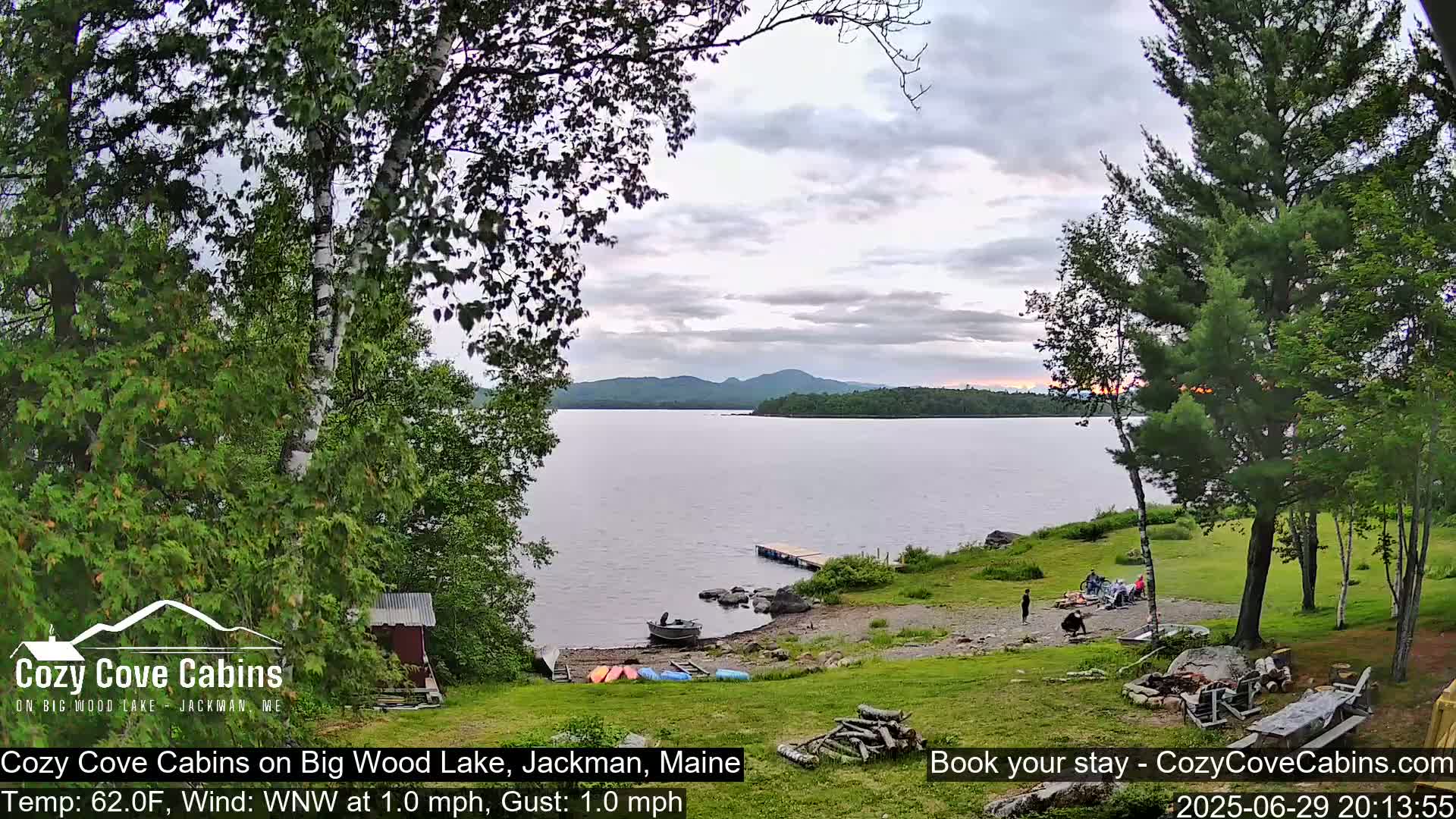 Cozy Cove Cabins, Wood Pond Live Cam - Jackman, Maine,  USA