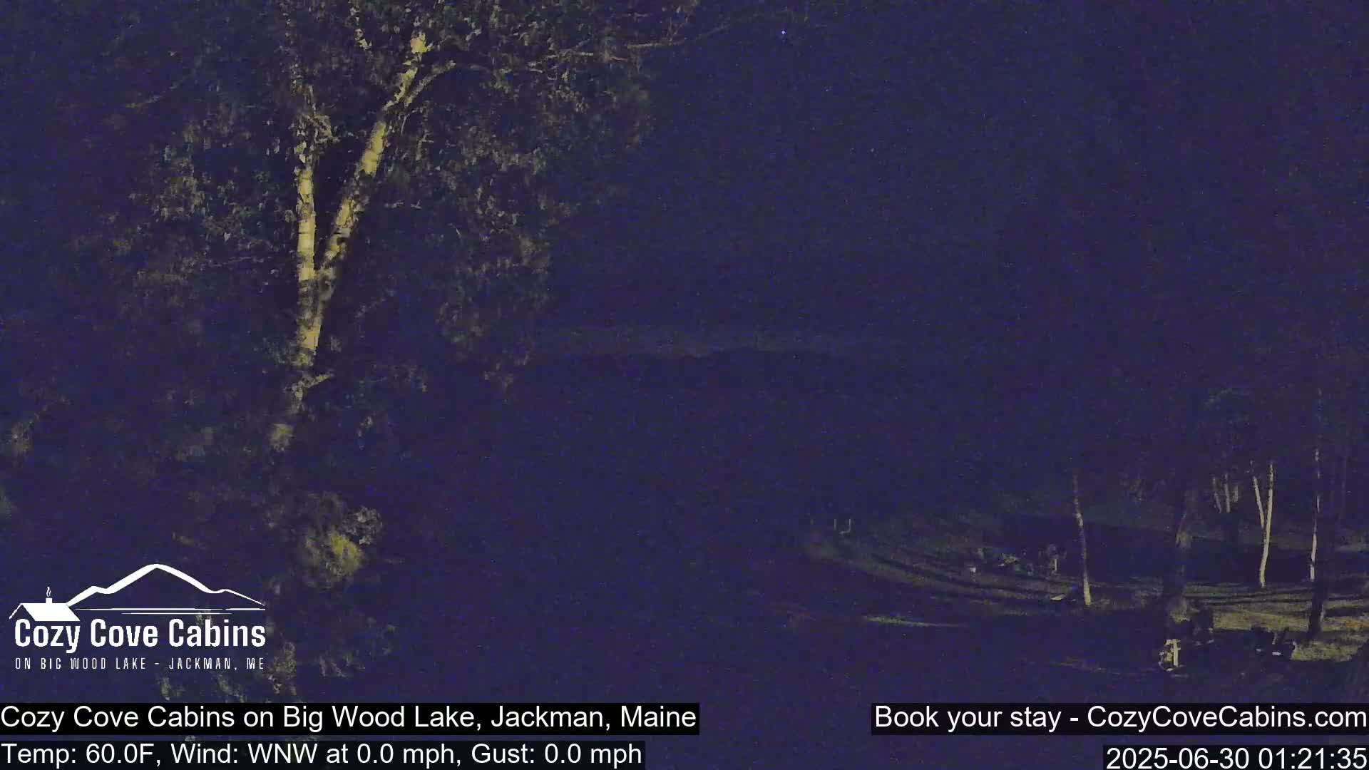 Cozy Cove Cabins, Wood Pond Live Cam - Jackman, Maine,  USA