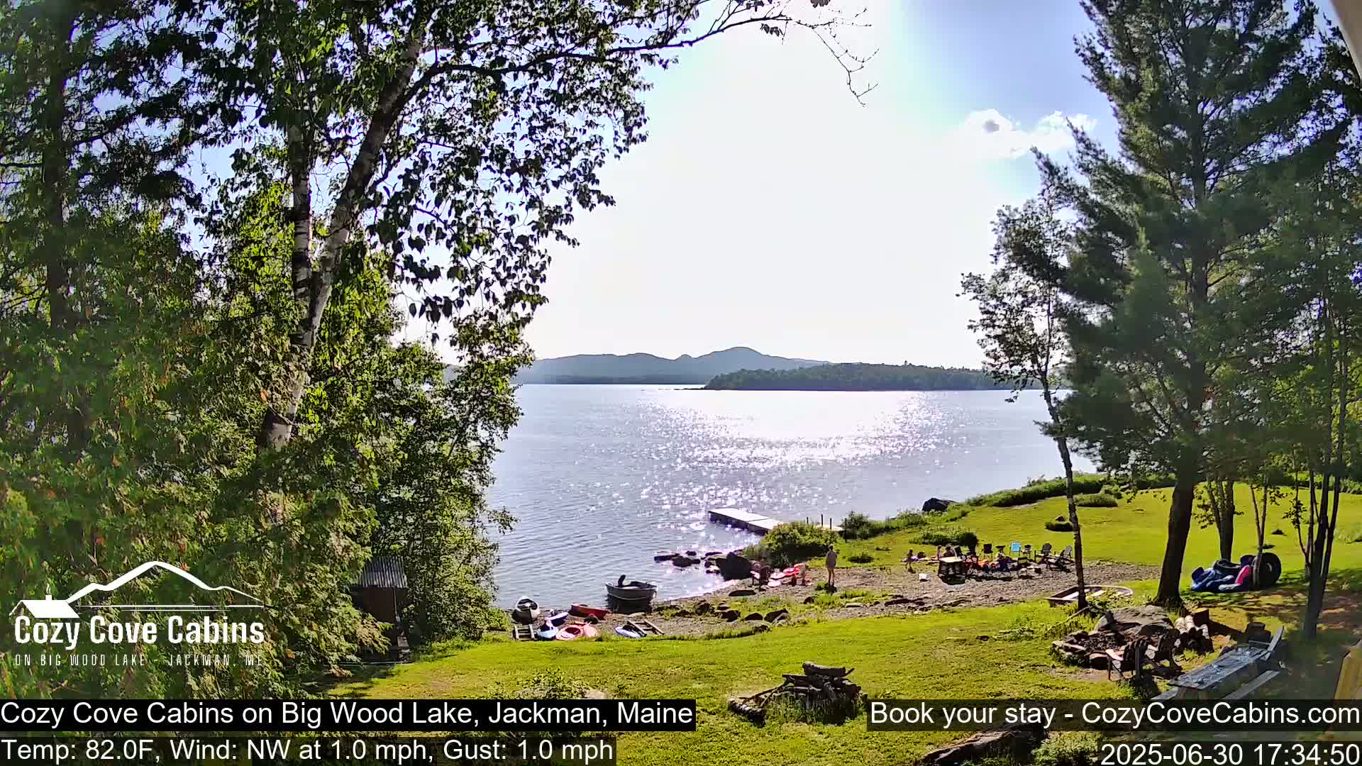 Cozy Cove Cabins, Wood Pond Live Cam - Jackman, Maine,  USA