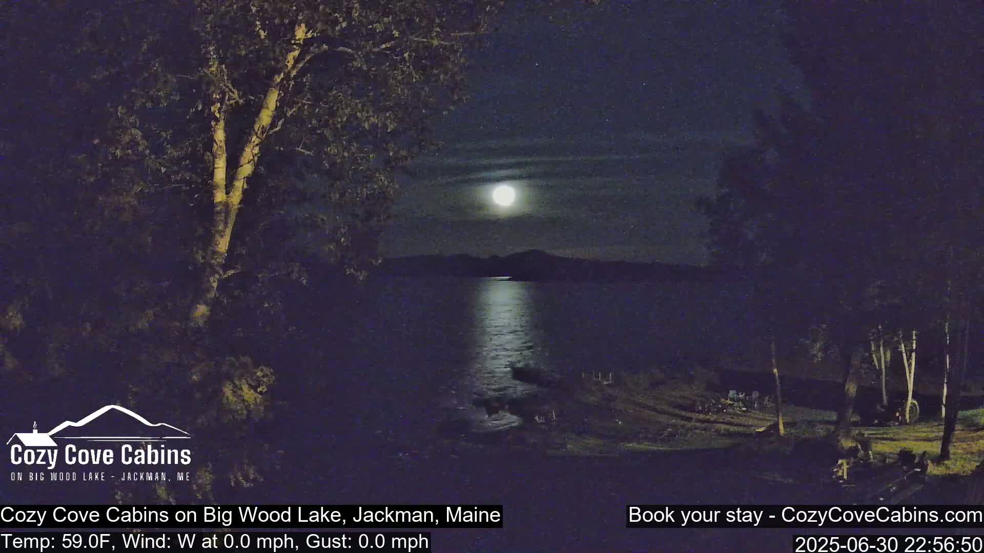 Cozy Cove Cabins, Wood Pond Live Cam - Jackman, Maine,  USA
