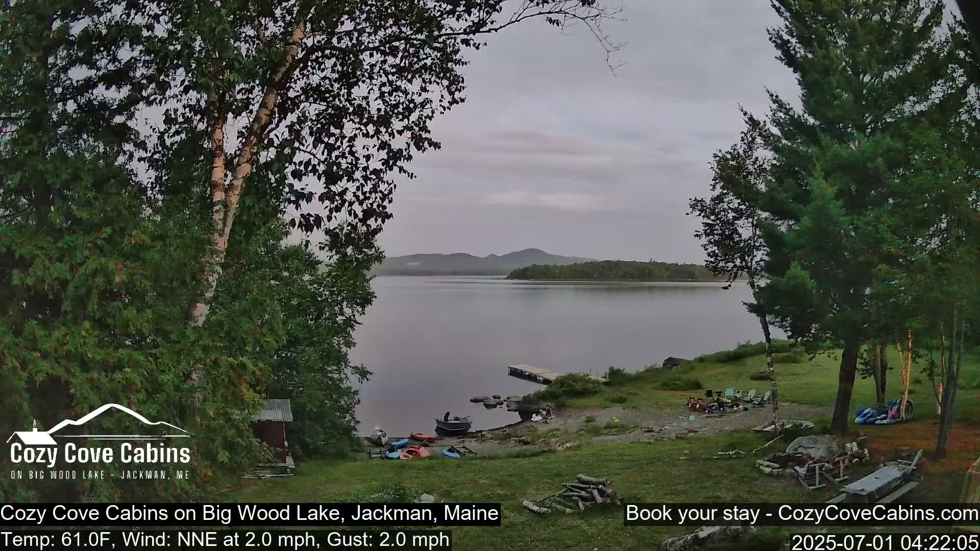 Cozy Cove Cabins, Wood Pond Live Cam - Jackman, Maine,  USA