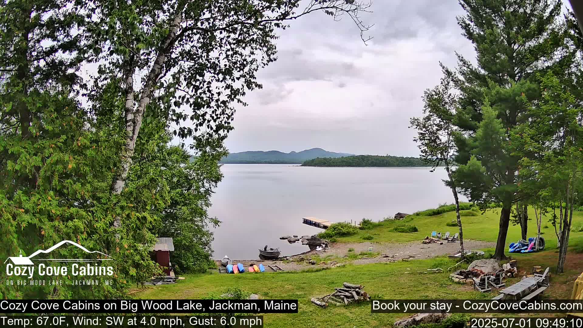Cozy Cove Cabins, Wood Pond Live Cam - Jackman, Maine,  USA