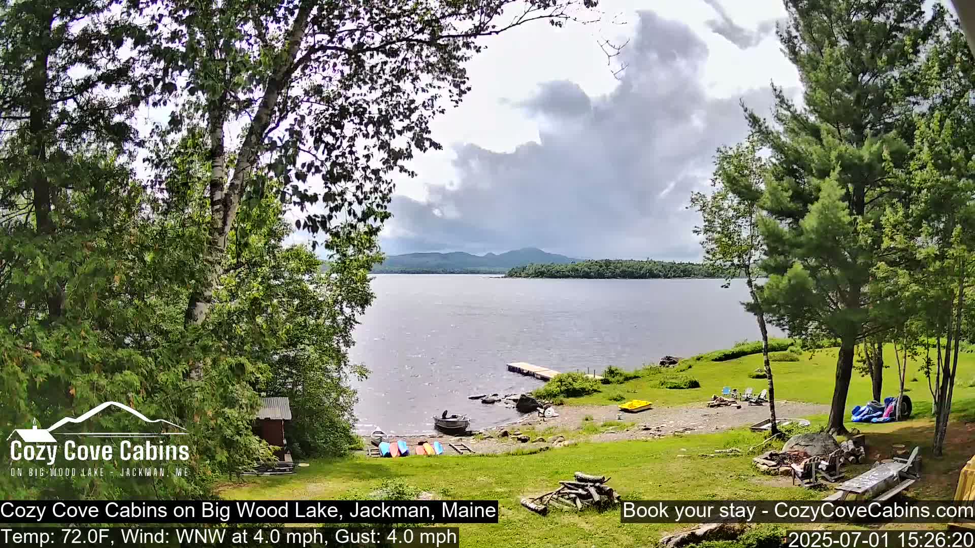 Cozy Cove Cabins, Wood Pond Live Cam - Jackman, Maine,  USA