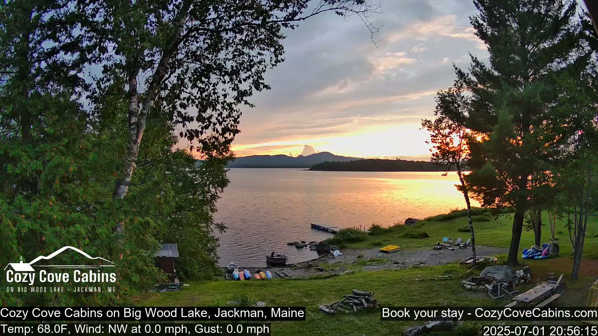Cozy Cove Cabins, Wood Pond Live Cam - Jackman, Maine,  USA