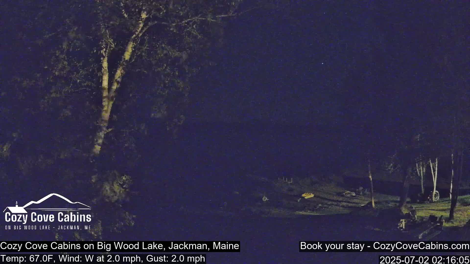 Cozy Cove Cabins, Wood Pond Live Cam - Jackman, Maine,  USA