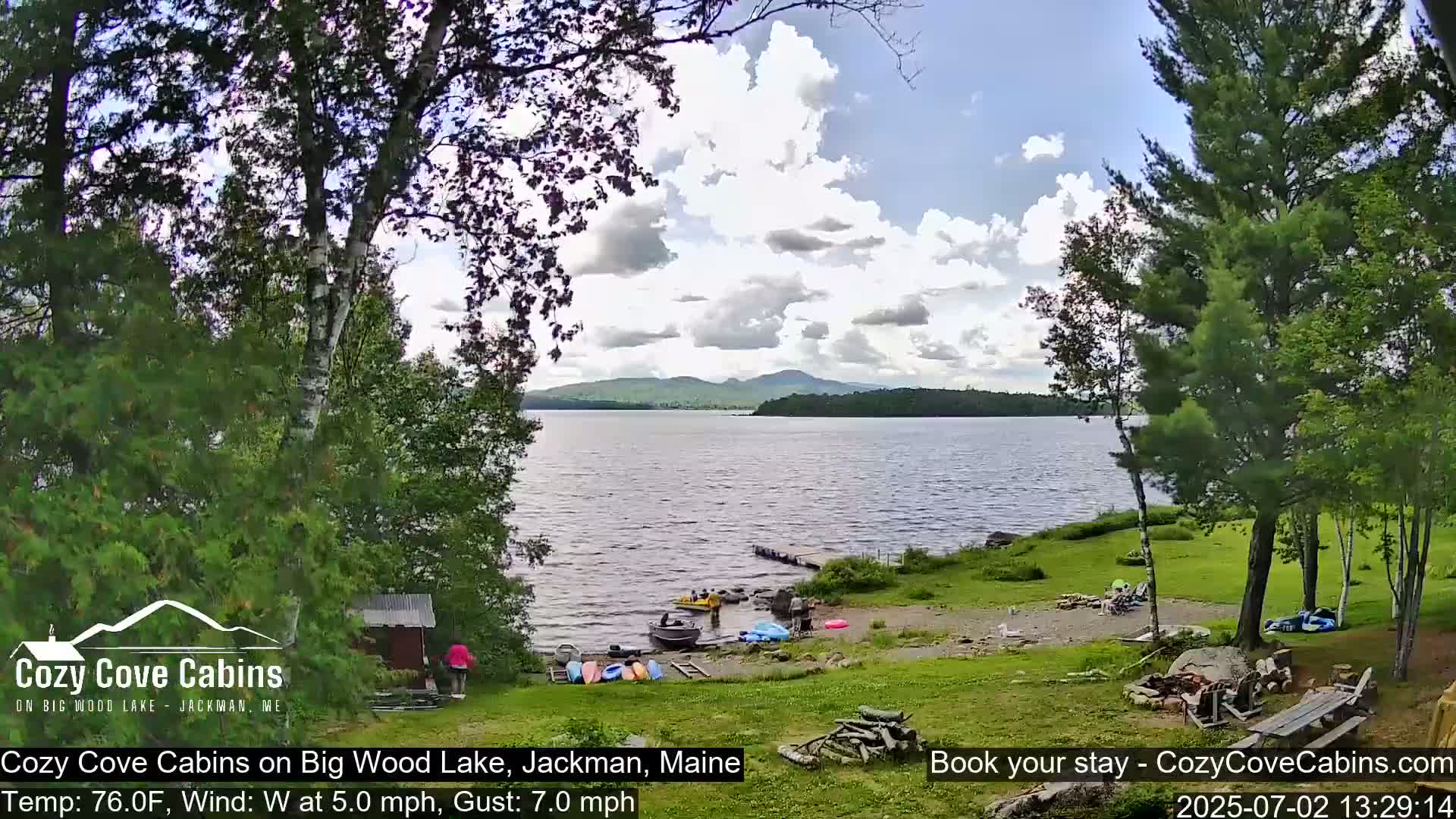 Cozy Cove Cabins, Wood Pond Live Cam - Jackman, Maine,  USA