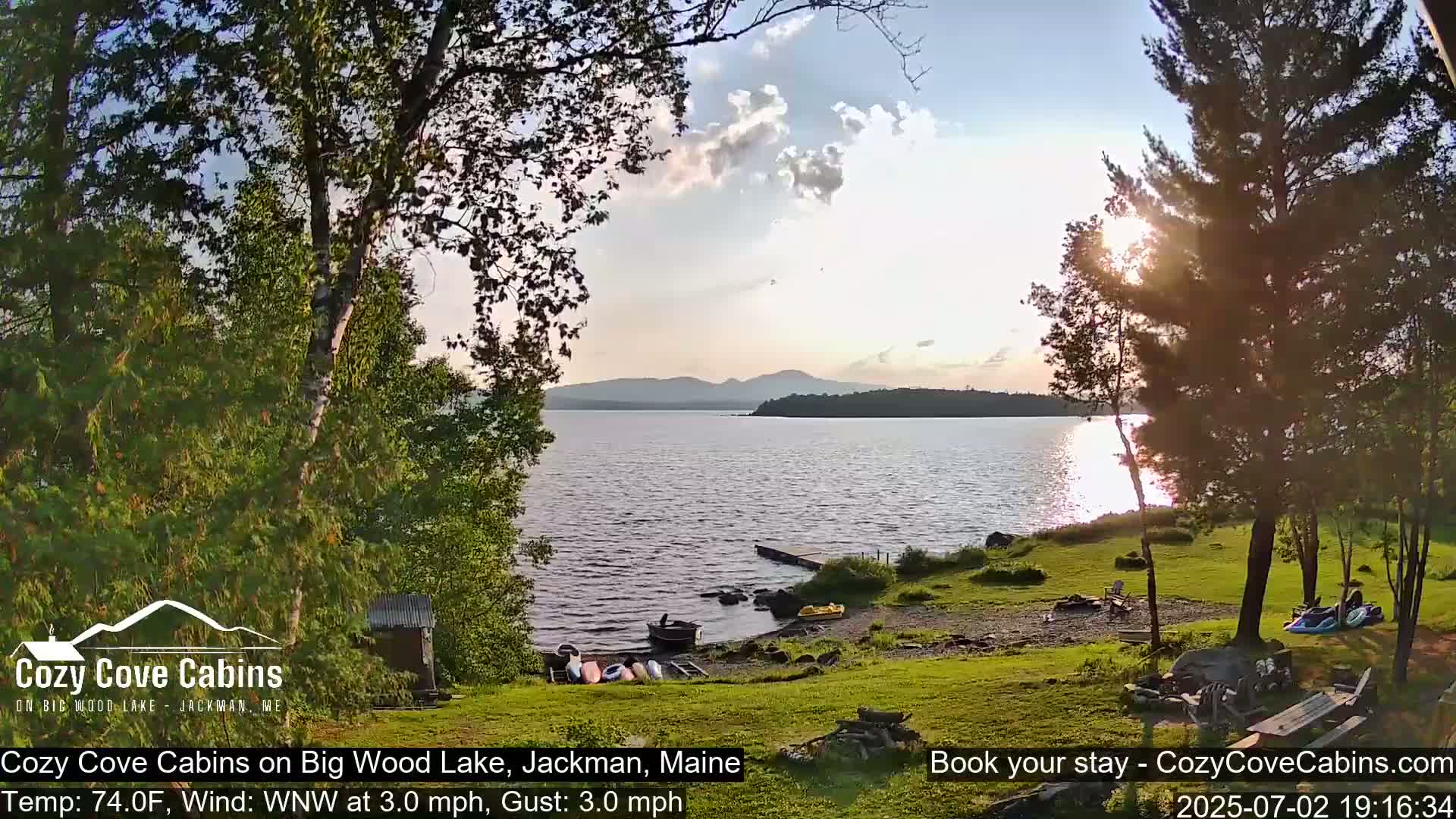 Cozy Cove Cabins, Wood Pond Live Cam - Jackman, Maine,  USA