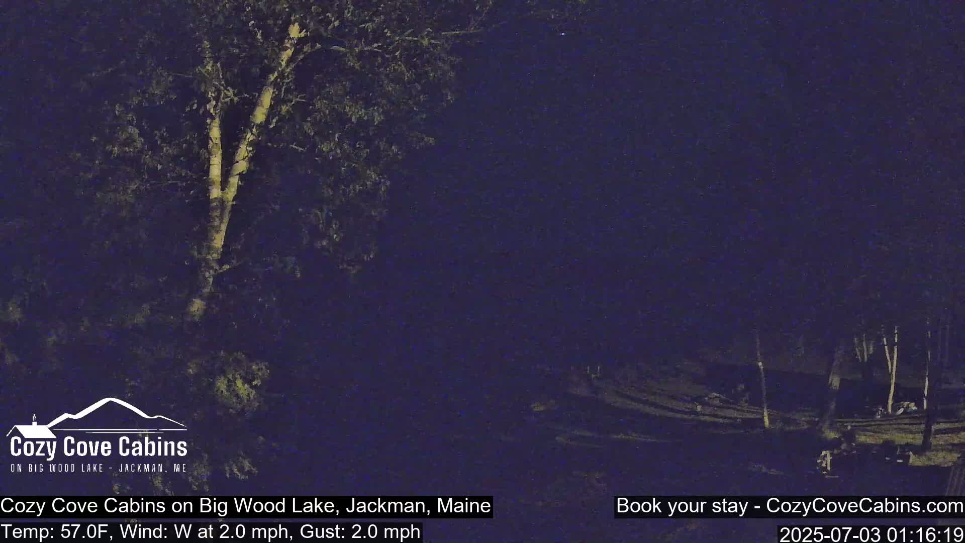 Cozy Cove Cabins, Wood Pond Live Cam - Jackman, Maine,  USA