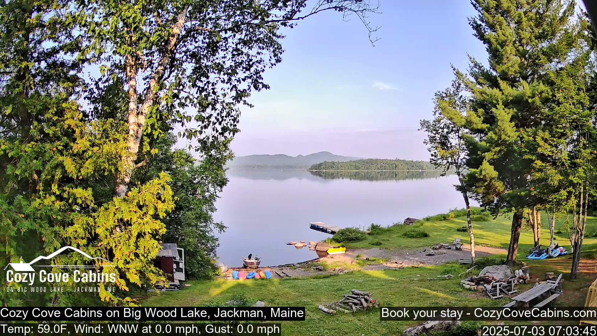 Cozy Cove Cabins, Wood Pond Live Cam - Jackman, Maine,  USA