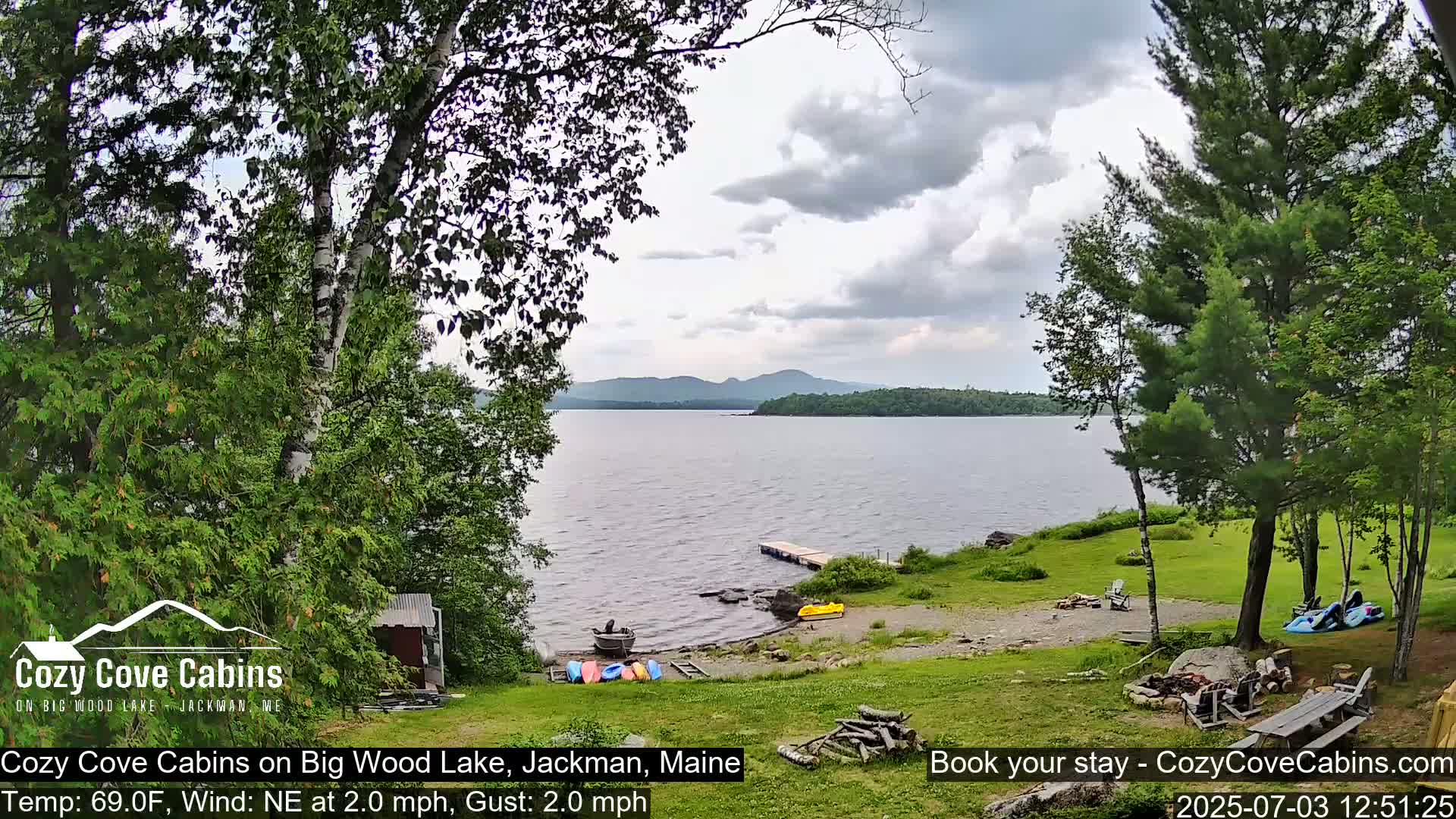 Cozy Cove Cabins, Wood Pond Live Cam - Jackman, Maine,  USA