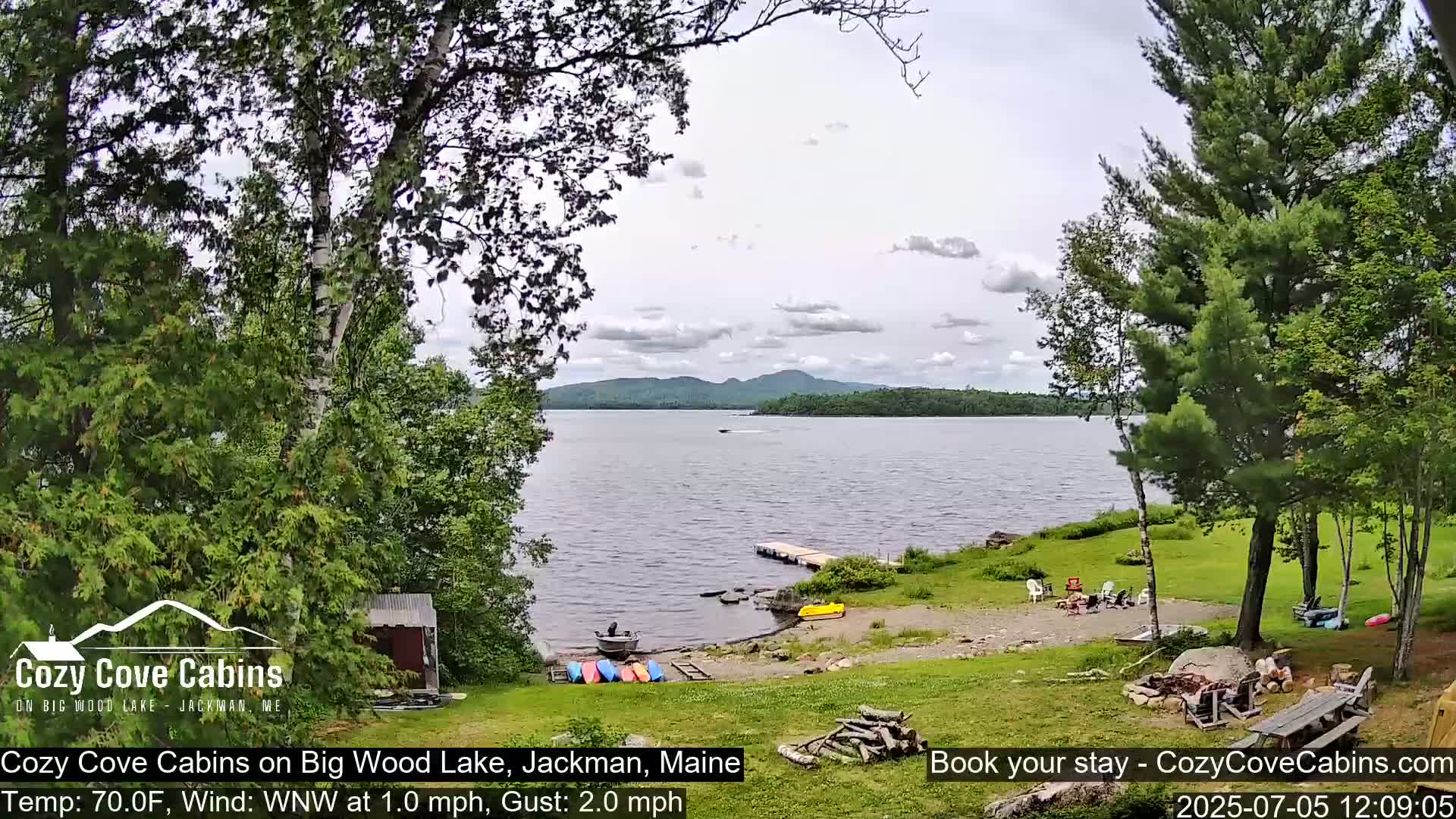 Cozy Cove Cabins, Wood Pond Live Cam - Jackman, Maine,  USA
