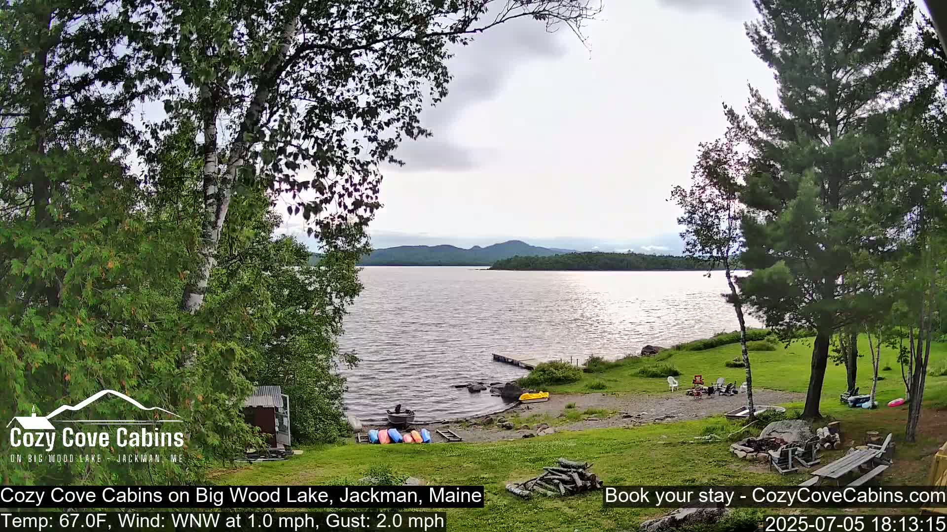 Cozy Cove Cabins, Wood Pond Live Cam - Jackman, Maine,  USA