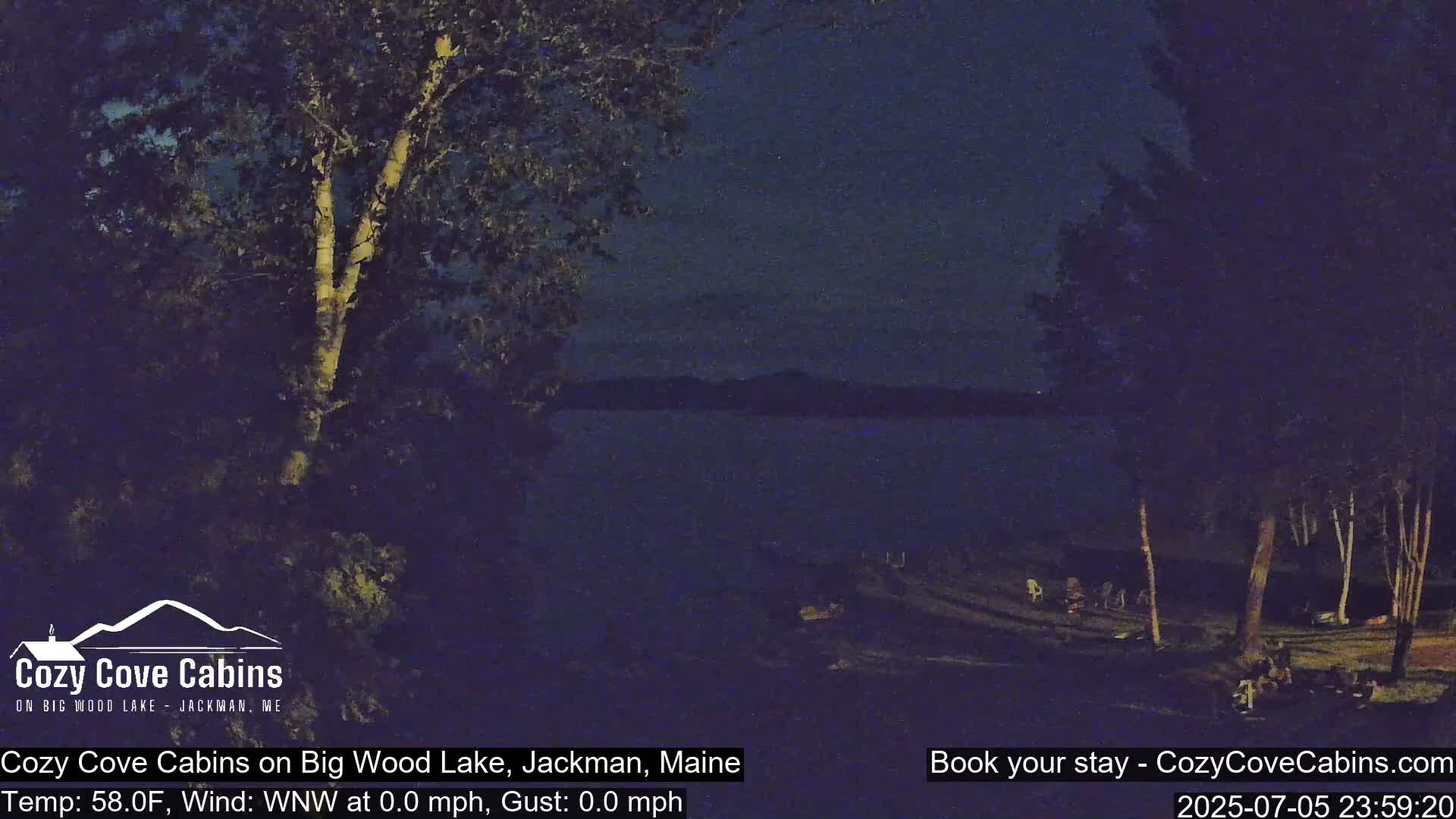 Cozy Cove Cabins, Wood Pond Live Cam - Jackman, Maine,  USA