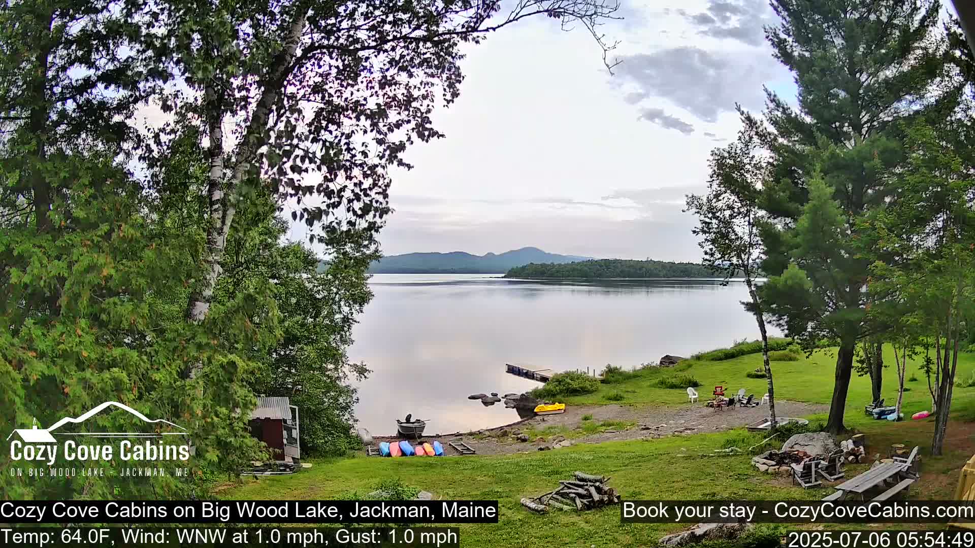 Cozy Cove Cabins, Wood Pond Live Cam - Jackman, Maine,  USA