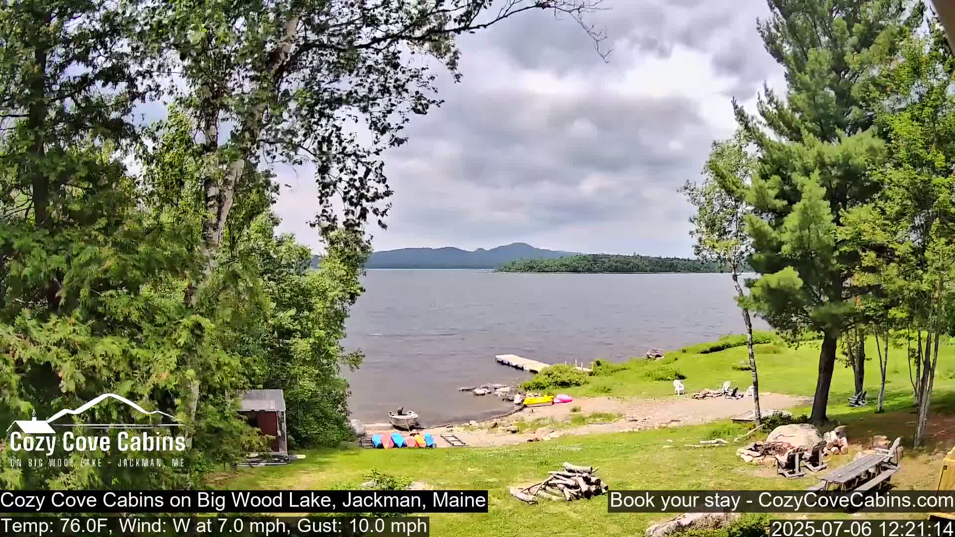 Cozy Cove Cabins, Wood Pond Live Cam - Jackman, Maine,  USA