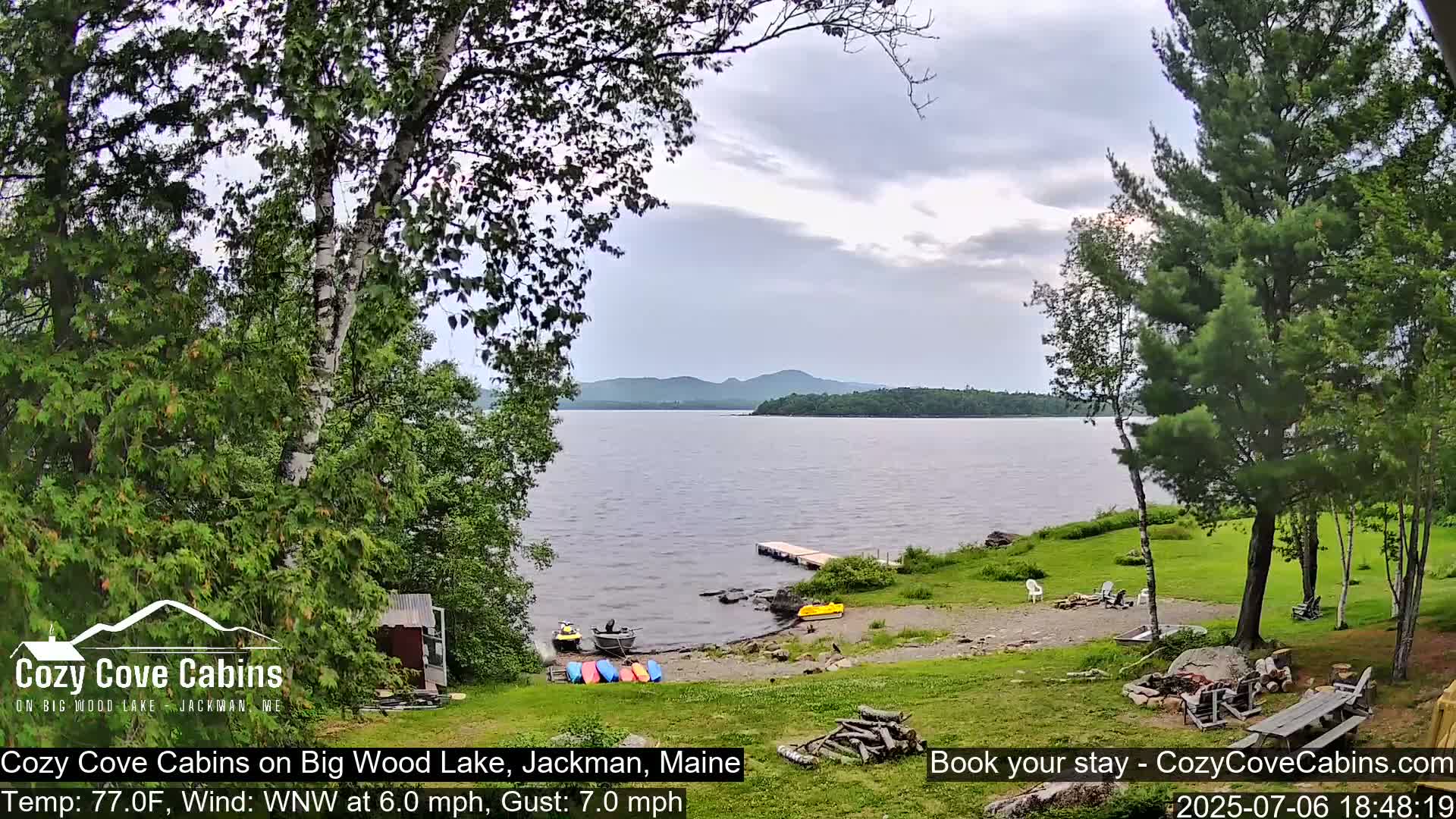 Cozy Cove Cabins, Wood Pond Live Cam - Jackman, Maine,  USA