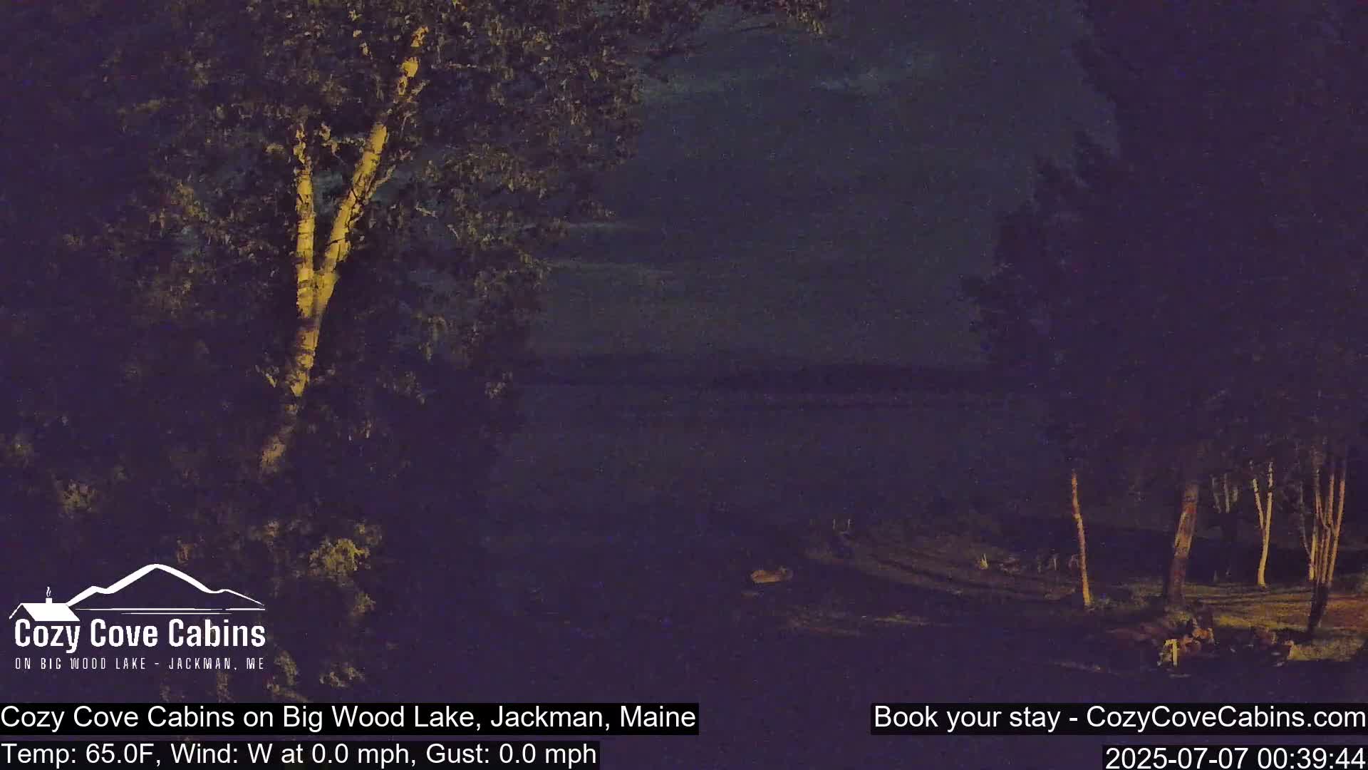 Cozy Cove Cabins, Wood Pond Live Cam - Jackman, Maine,  USA