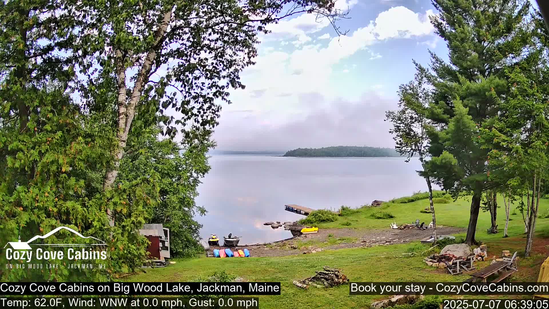 Cozy Cove Cabins, Wood Pond Live Cam - Jackman, Maine,  USA