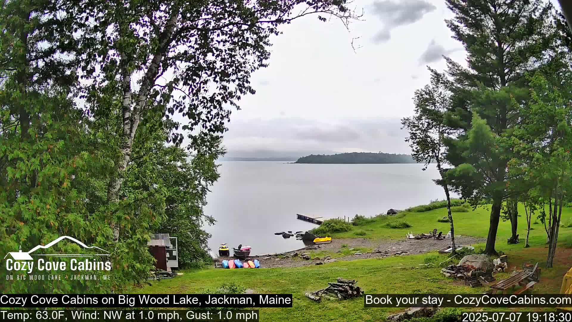 Cozy Cove Cabins, Wood Pond Live Cam - Jackman, Maine,  USA
