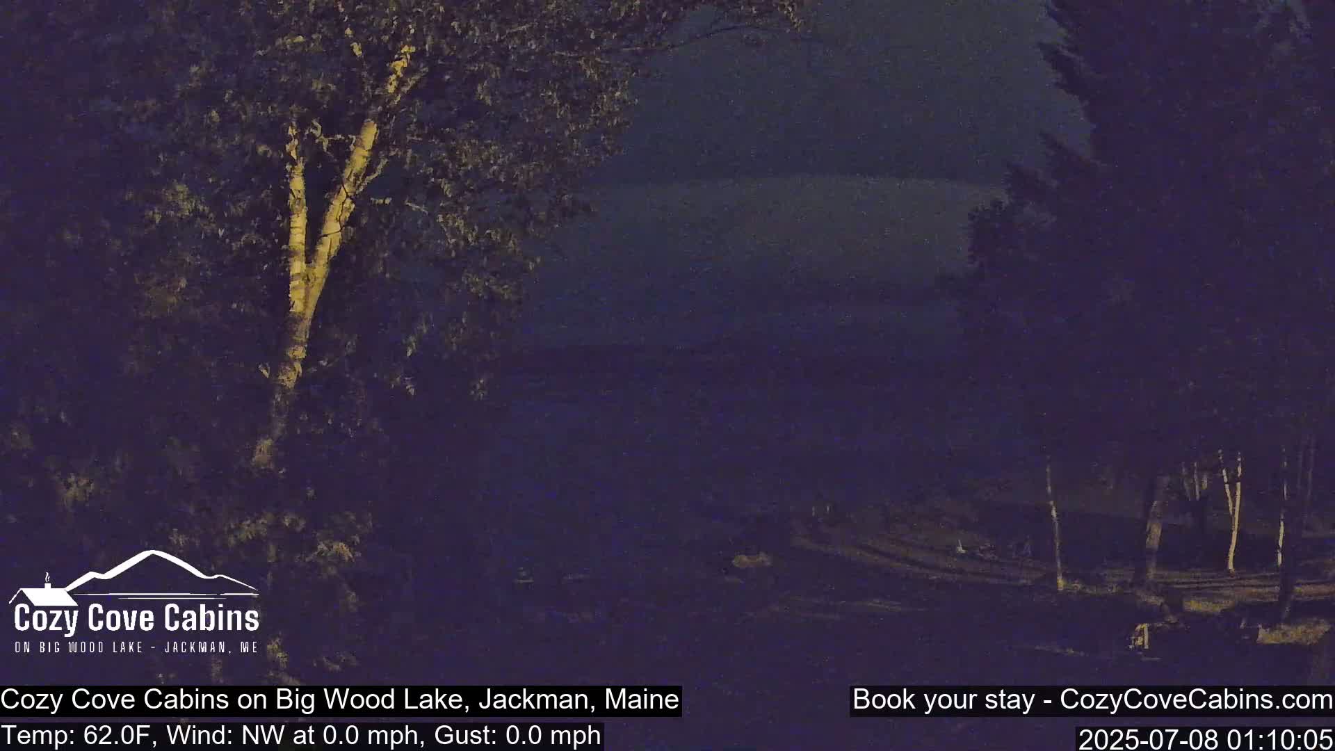 Cozy Cove Cabins, Wood Pond Live Cam - Jackman, Maine,  USA