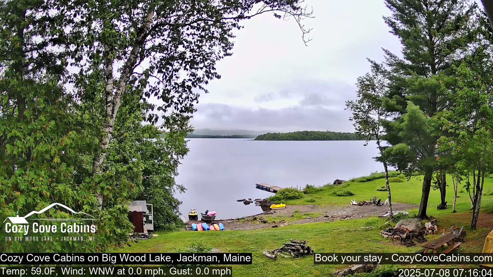 Cozy Cove Cabins, Wood Pond Live Cam - Jackman, Maine,  USA
