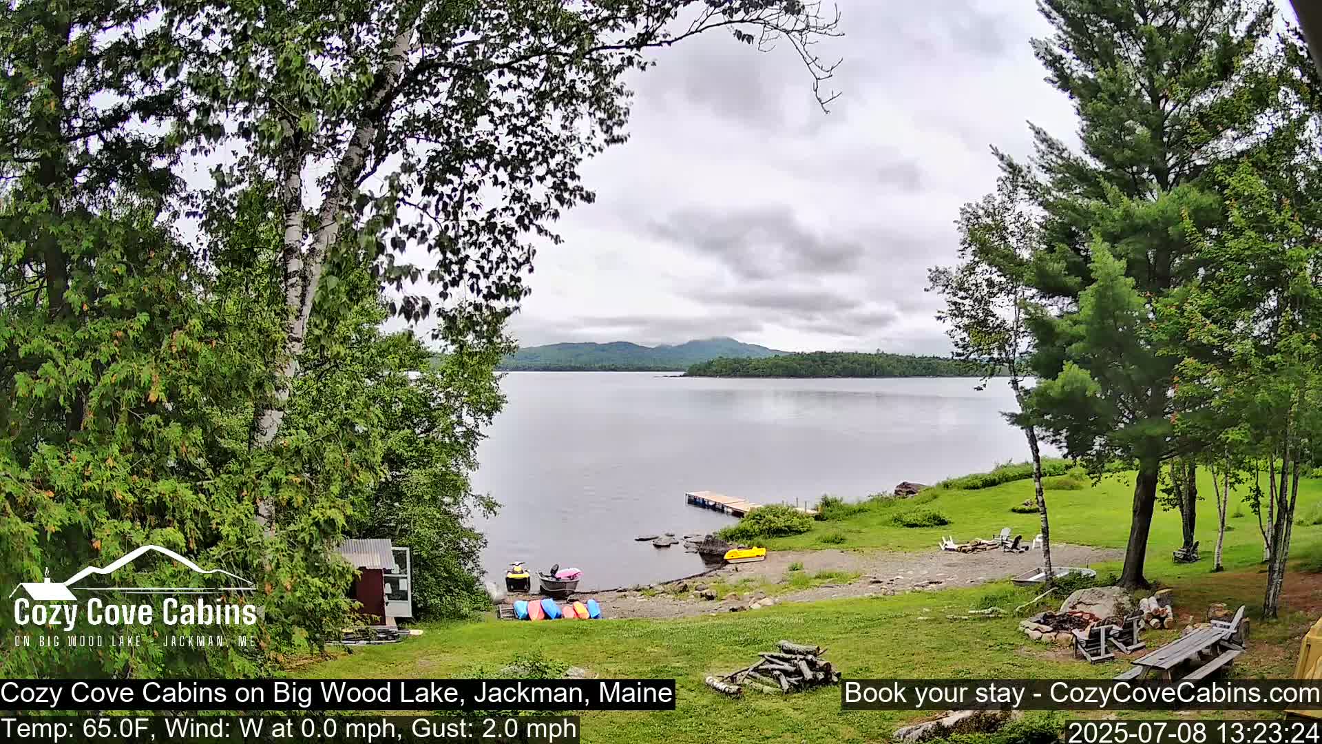 Cozy Cove Cabins, Wood Pond Live Cam - Jackman, Maine,  USA