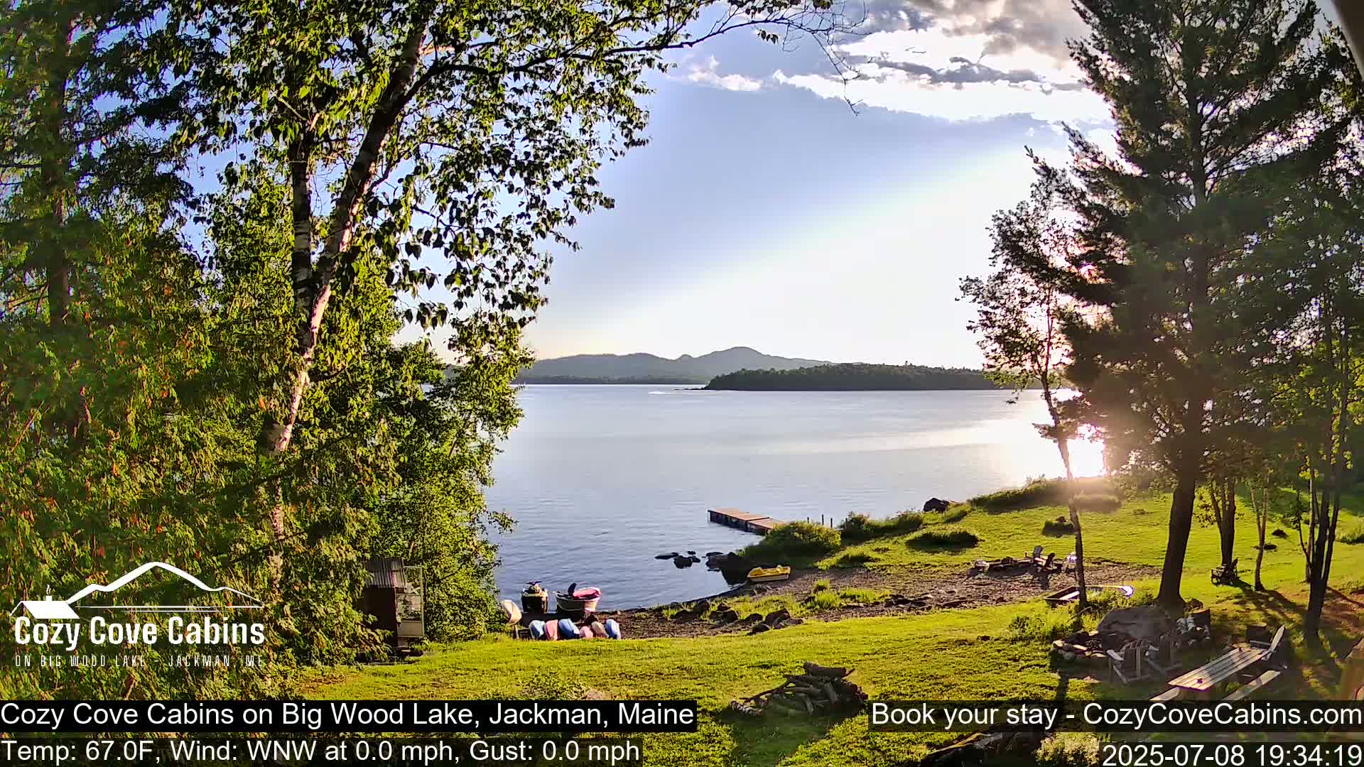 Cozy Cove Cabins, Wood Pond Live Cam - Jackman, Maine,  USA