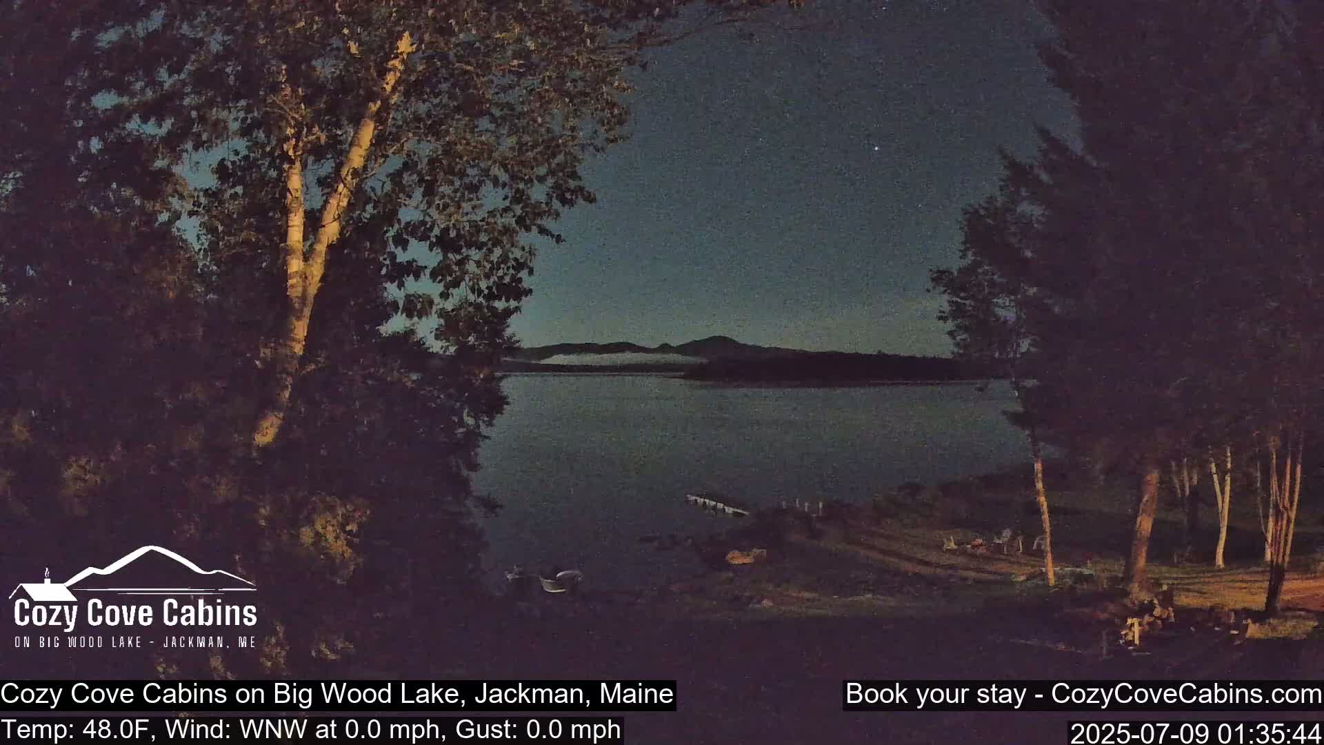 Cozy Cove Cabins, Wood Pond Live Cam - Jackman, Maine,  USA