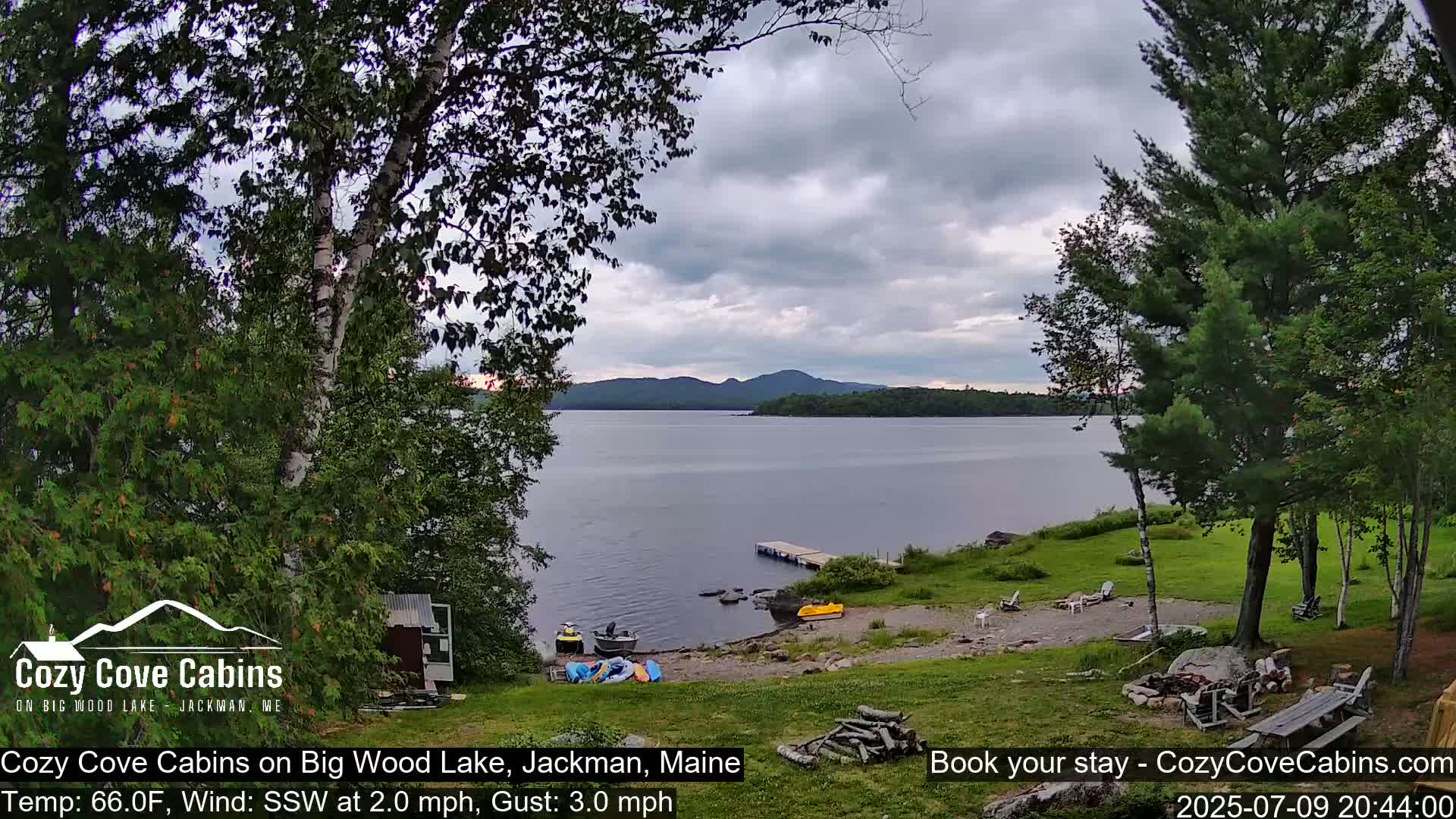 Cozy Cove Cabins, Wood Pond Live Cam - Jackman, Maine,  USA