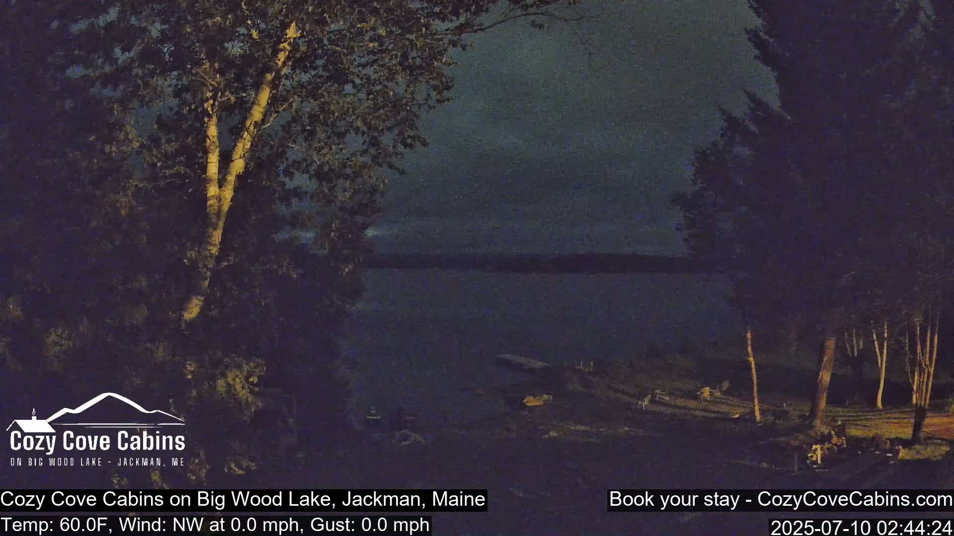 Cozy Cove Cabins, Wood Pond Live Cam - Jackman, Maine,  USA