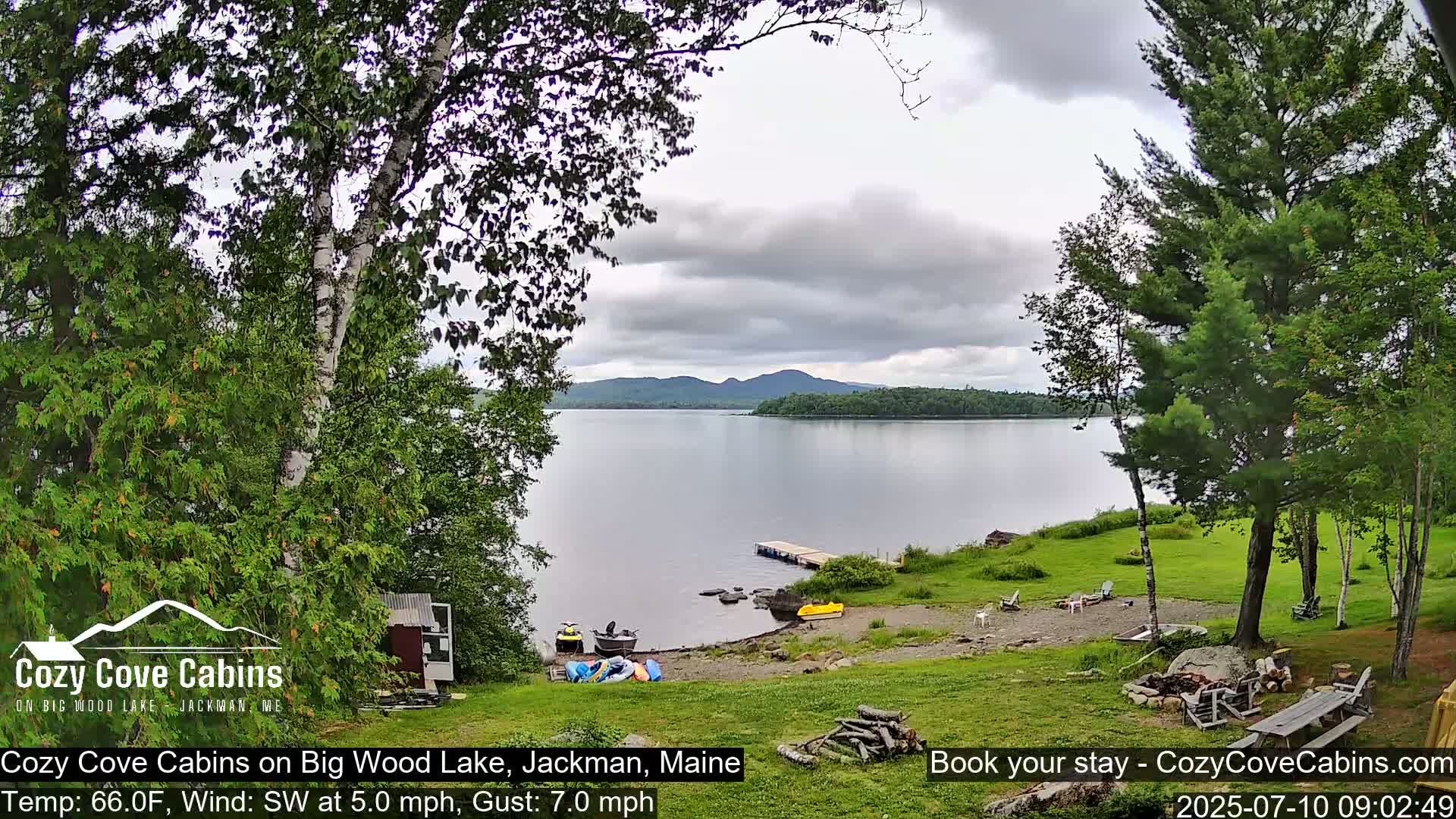 Cozy Cove Cabins, Wood Pond Live Cam - Jackman, Maine,  USA
