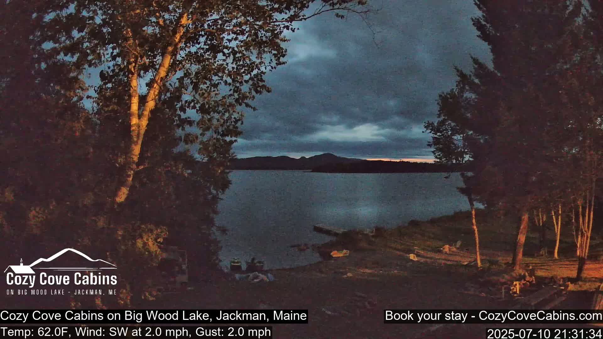 Cozy Cove Cabins, Wood Pond Live Cam - Jackman, Maine,  USA