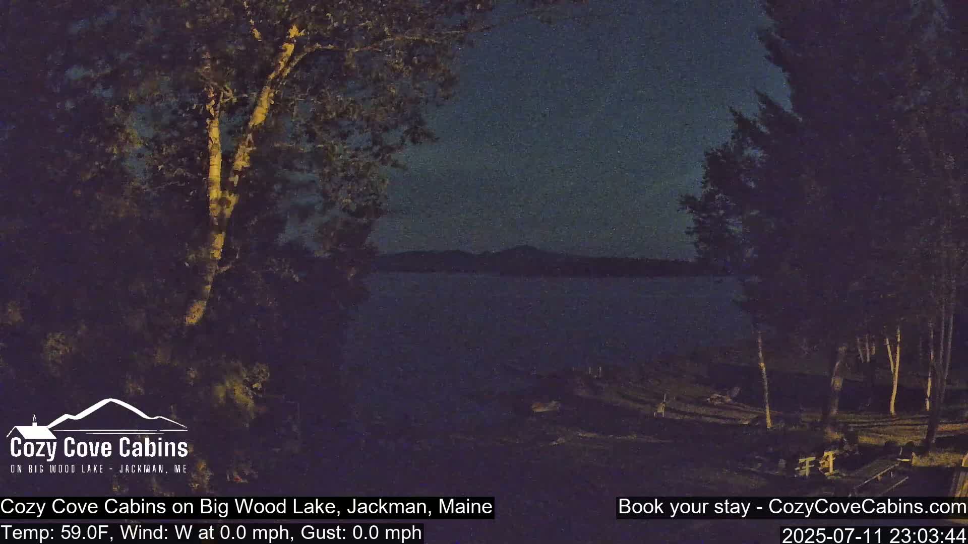 Cozy Cove Cabins, Wood Pond Live Cam - Jackman, Maine,  USA