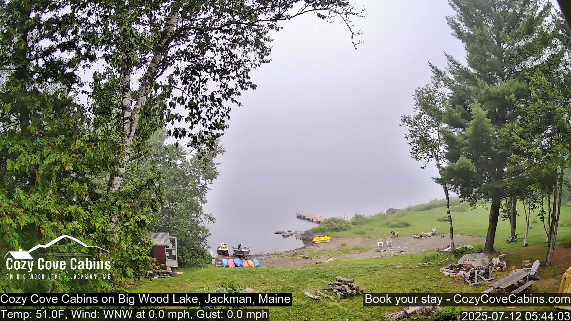 Cozy Cove Cabins, Wood Pond Live Cam - Jackman, Maine,  USA