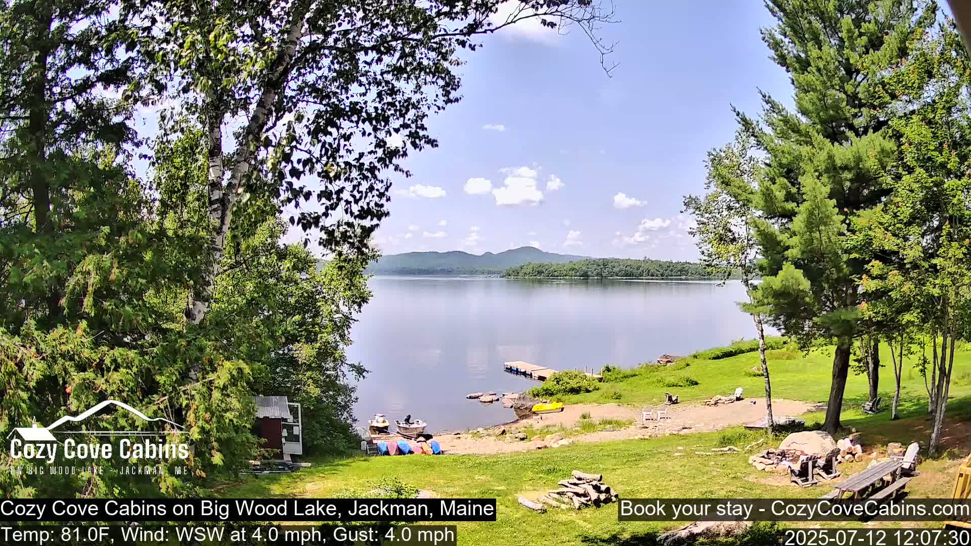 Cozy Cove Cabins, Wood Pond Live Cam - Jackman, Maine,  USA