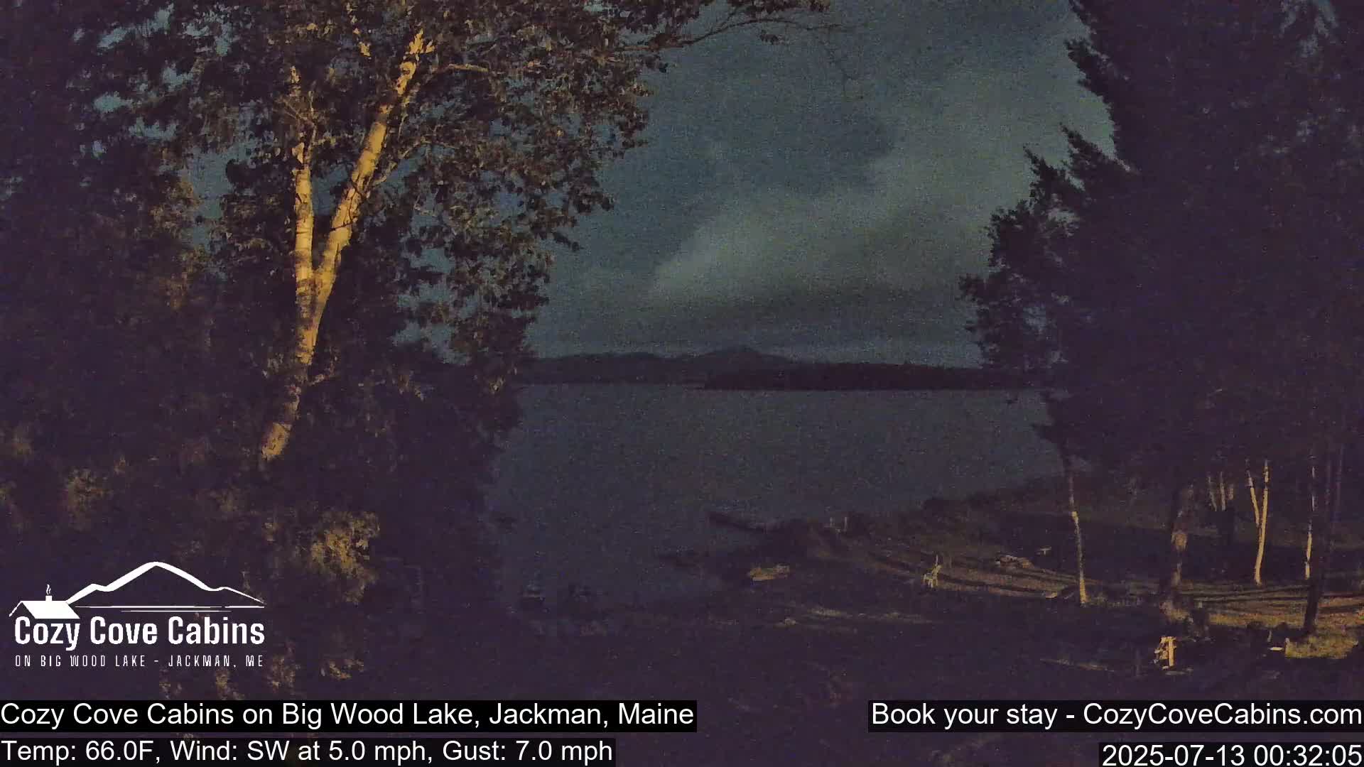 Cozy Cove Cabins, Wood Pond Live Cam - Jackman, Maine,  USA