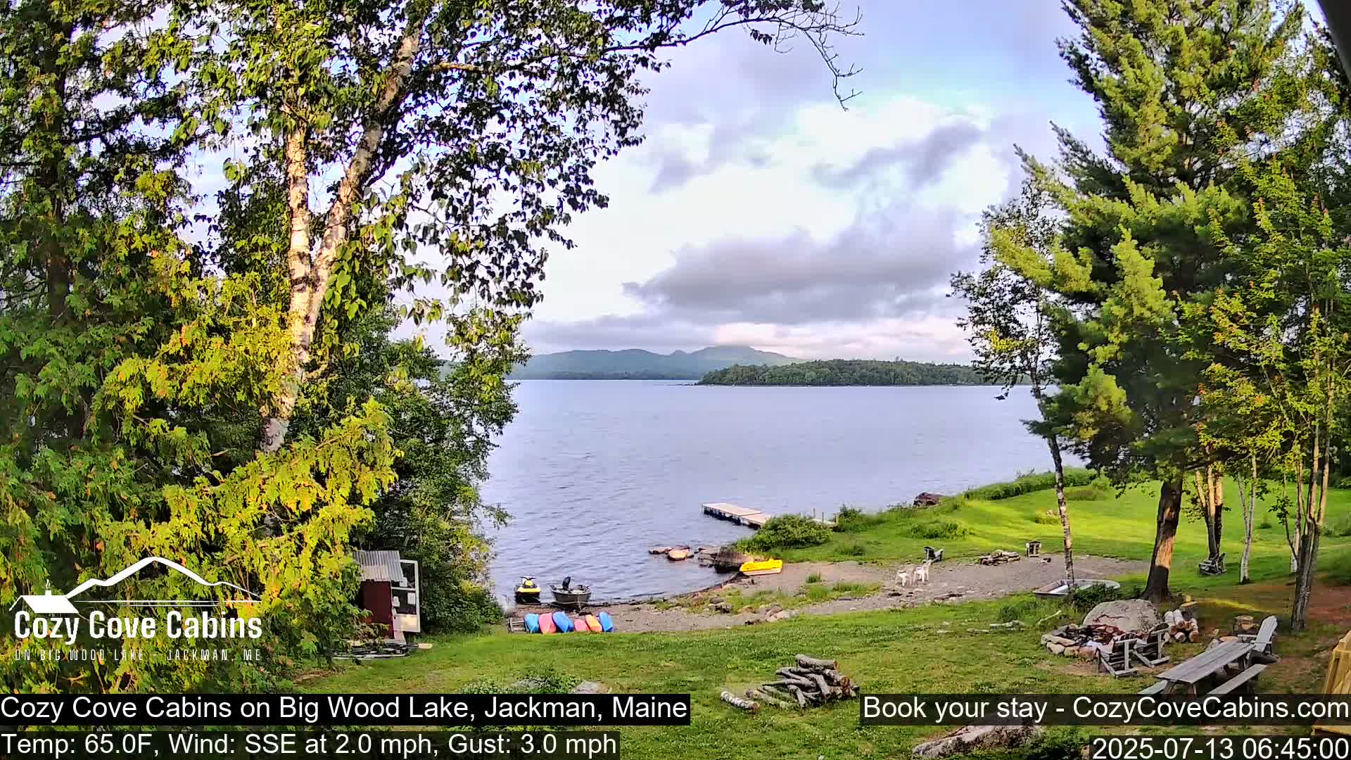 Cozy Cove Cabins, Wood Pond Live Cam - Jackman, Maine,  USA