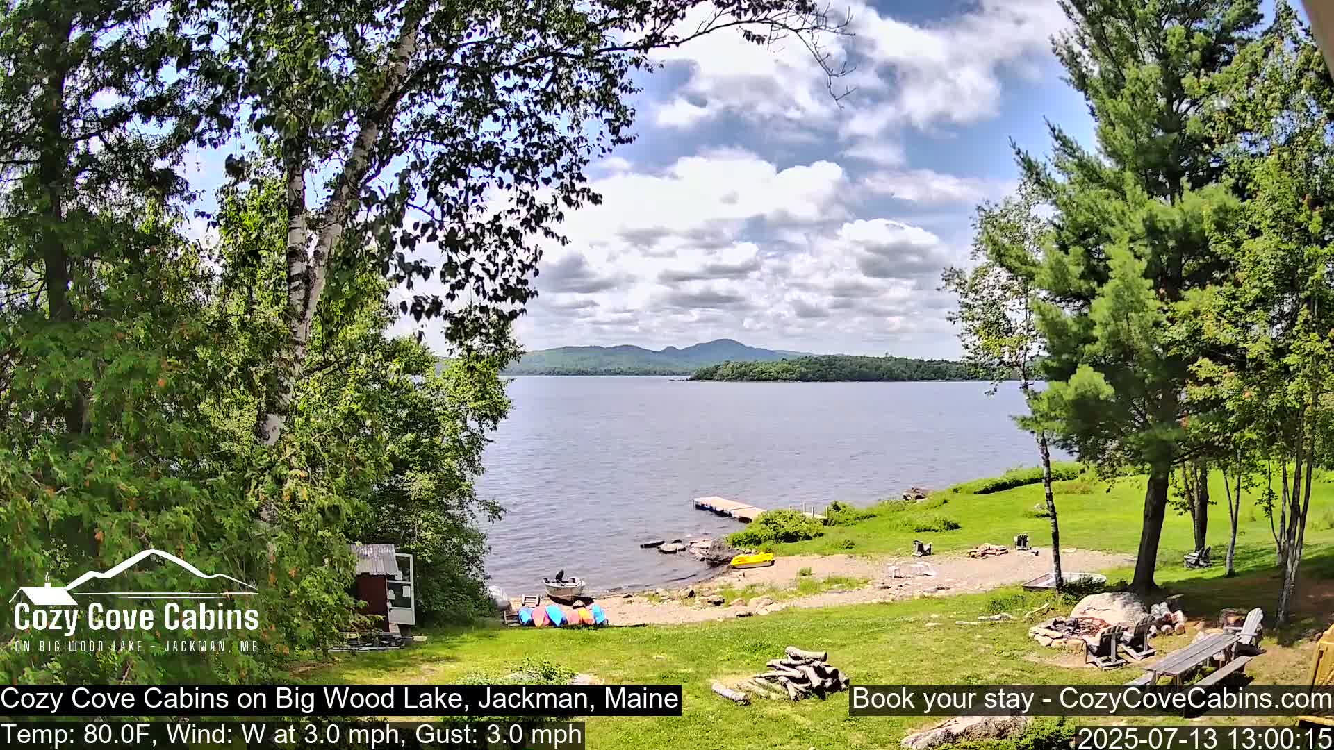 Cozy Cove Cabins, Wood Pond Live Cam - Jackman, Maine,  USA