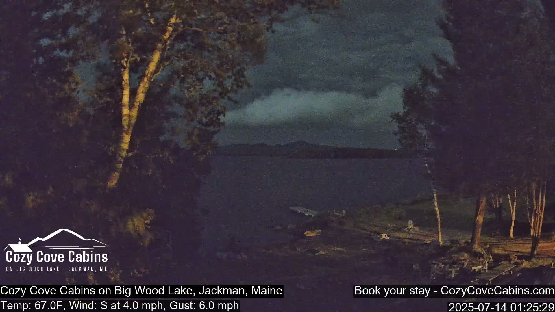 Cozy Cove Cabins, Wood Pond Live Cam - Jackman, Maine,  USA
