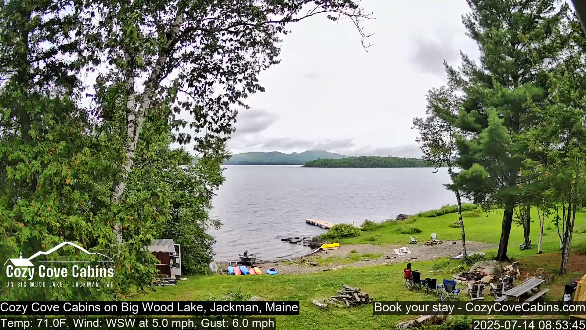Cozy Cove Cabins, Wood Pond Live Cam - Jackman, Maine,  USA