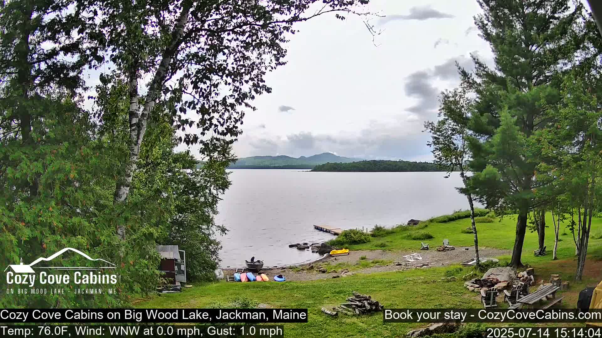 Cozy Cove Cabins, Wood Pond Live Cam - Jackman, Maine,  USA