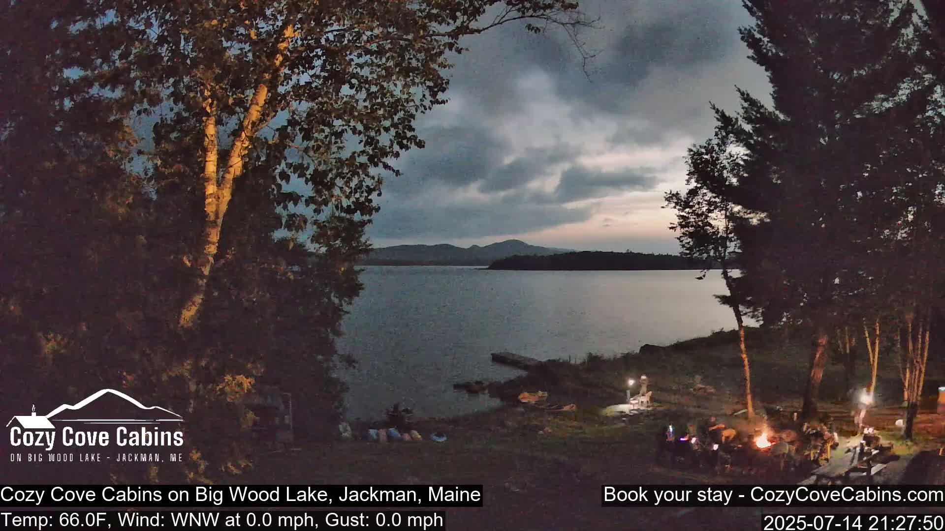 Cozy Cove Cabins, Wood Pond Live Cam - Jackman, Maine,  USA