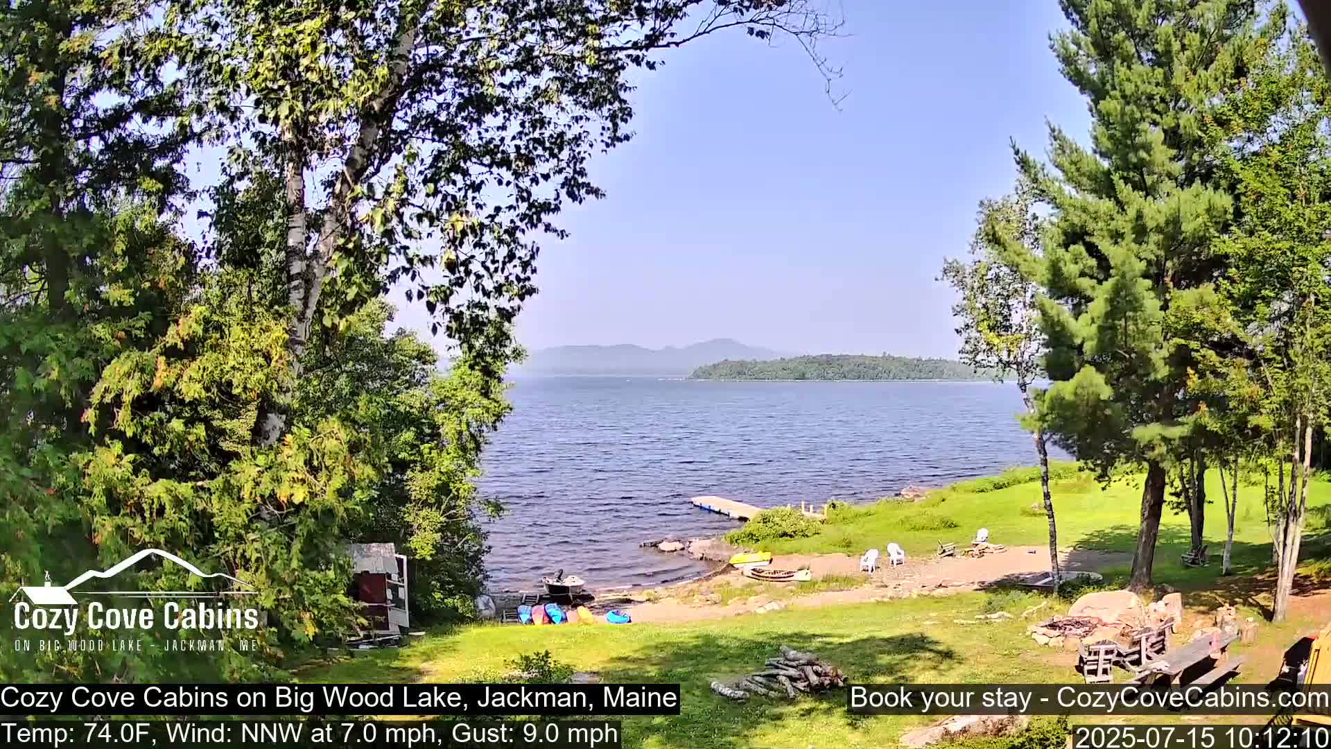 Cozy Cove Cabins, Wood Pond Live Cam - Jackman, Maine,  USA