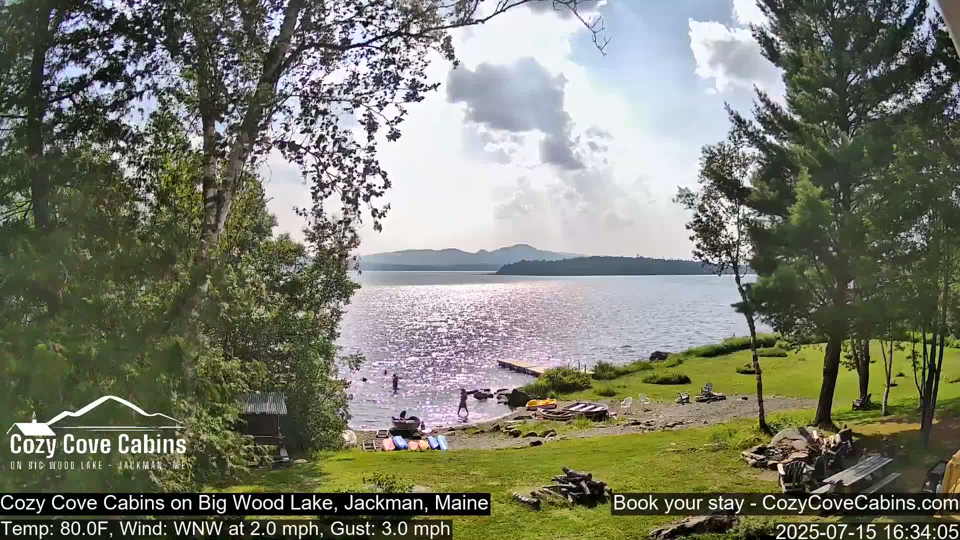 Cozy Cove Cabins, Wood Pond Live Cam - Jackman, Maine,  USA