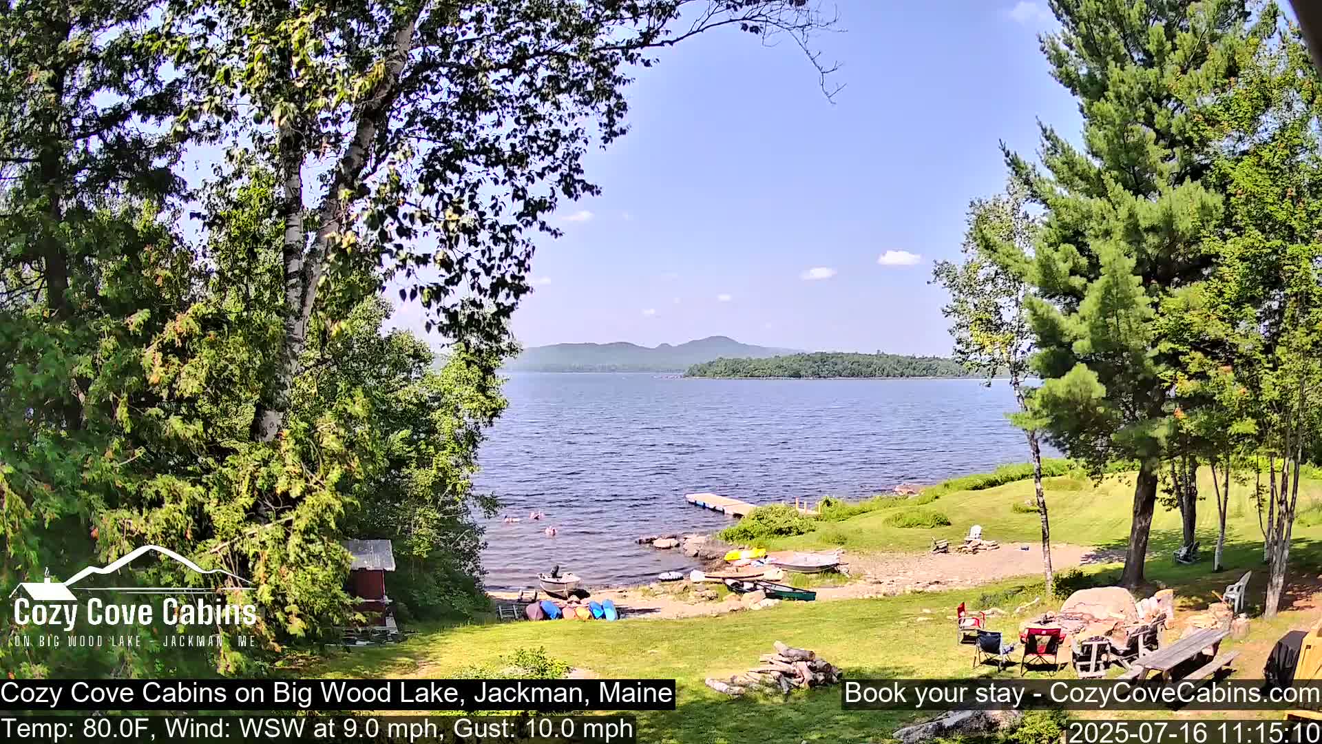 Cozy Cove Cabins, Wood Pond Live Cam - Jackman, Maine,  USA