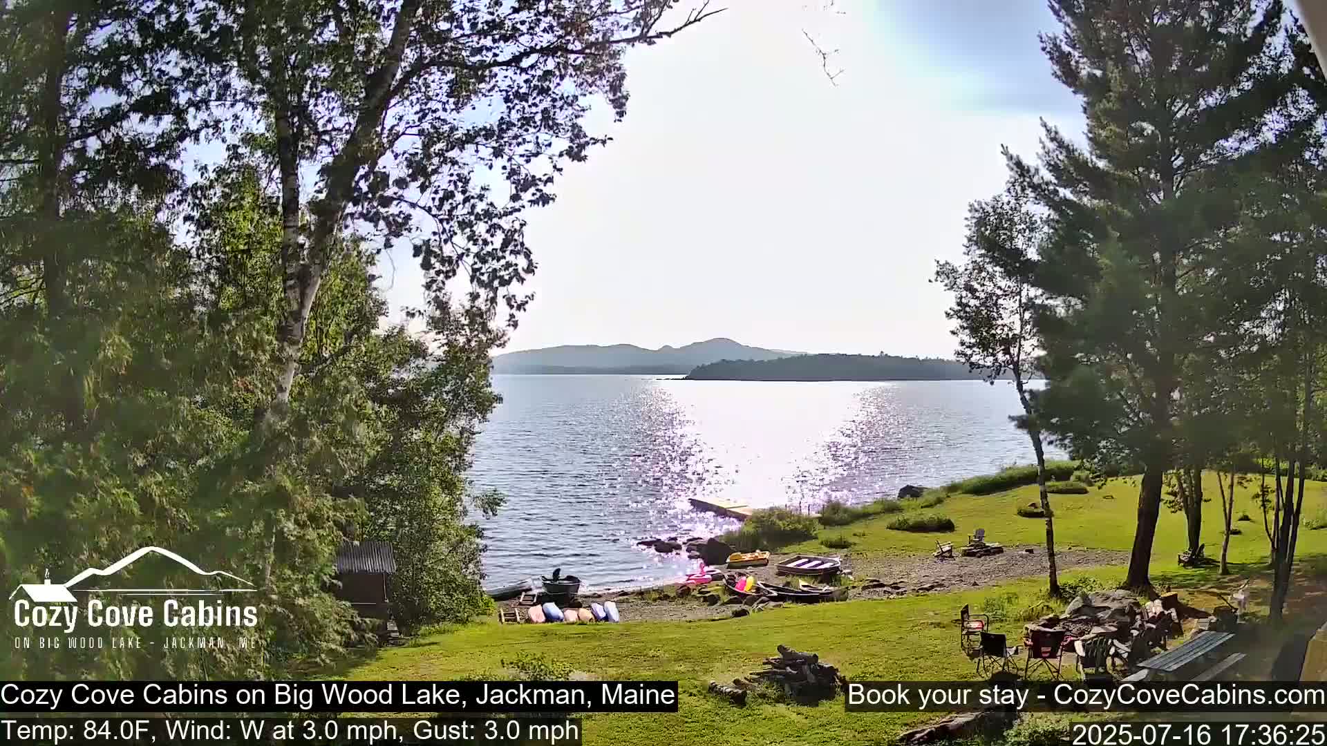 Cozy Cove Cabins, Wood Pond Live Cam - Jackman, Maine,  USA