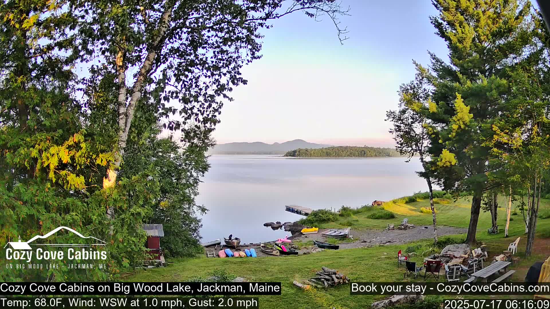 Cozy Cove Cabins, Wood Pond Live Cam - Jackman, Maine,  USA