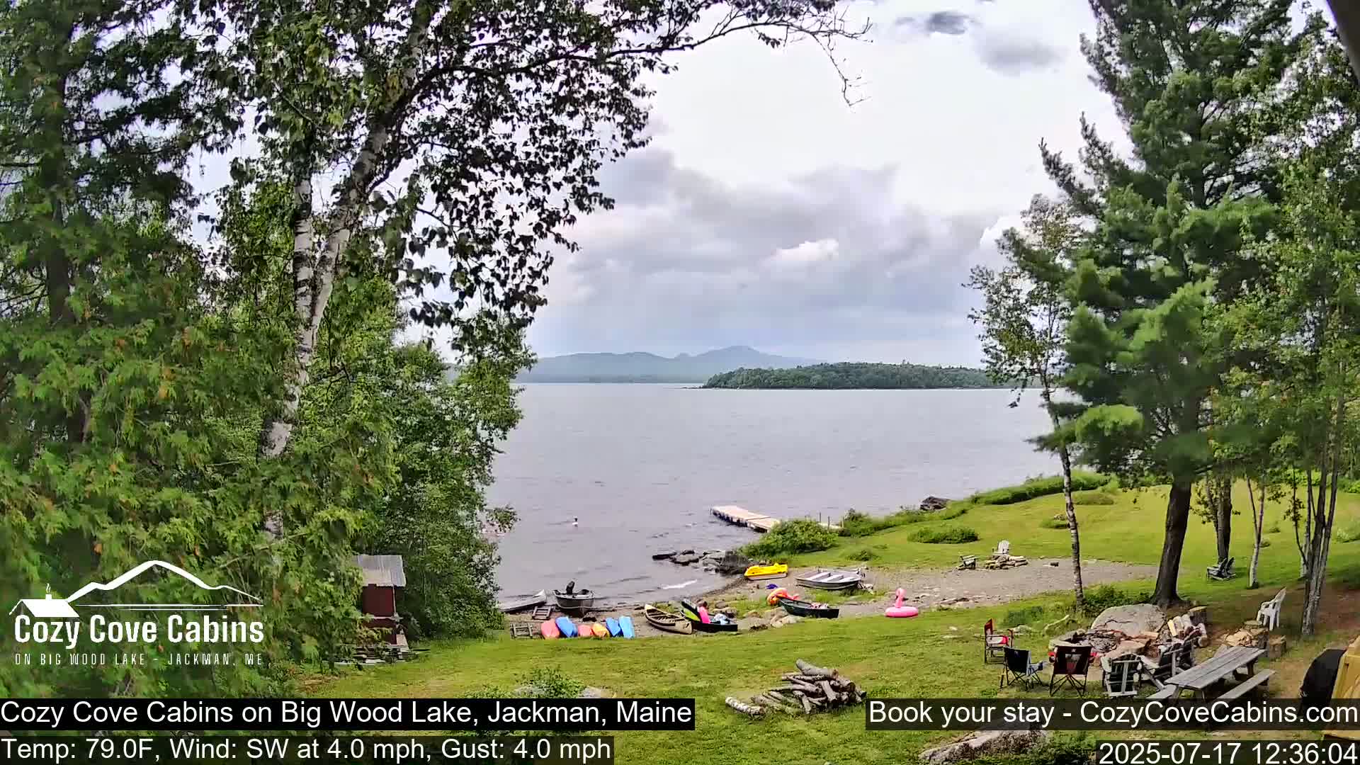 Cozy Cove Cabins, Wood Pond Live Cam - Jackman, Maine,  USA