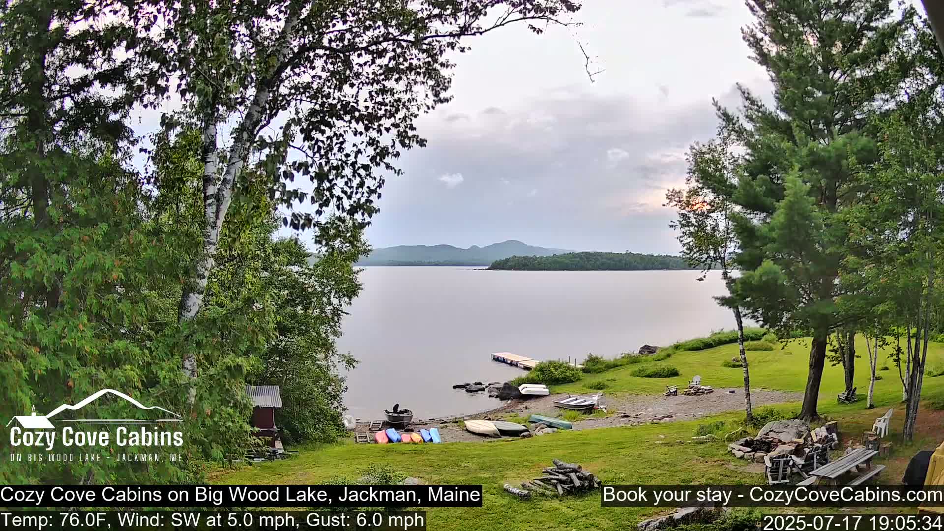 Cozy Cove Cabins, Wood Pond Live Cam - Jackman, Maine,  USA